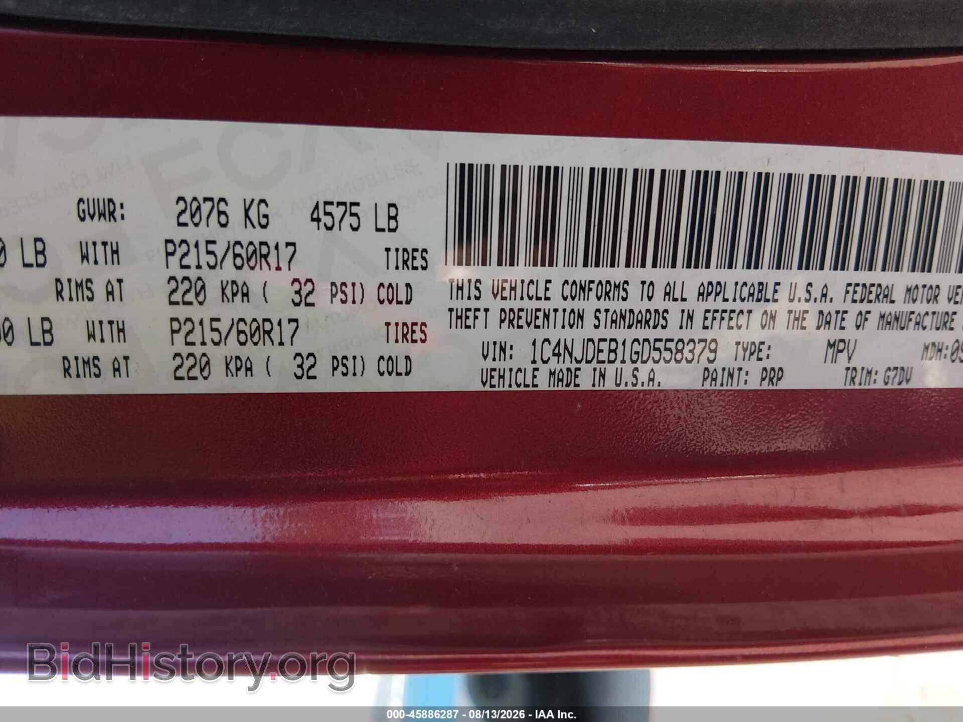 2016 JEEP COMPASS - VIN: 1C4NJDEB1GD558379 - Фото 9