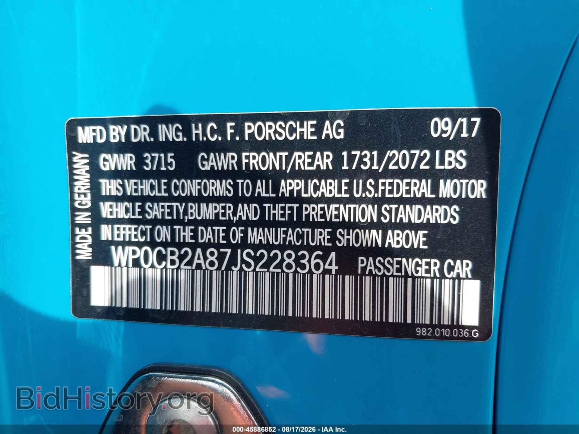 2018 PORSCHE 718 BOXSTER - VIN: WP0CB2A87JS228364 - Фото 9