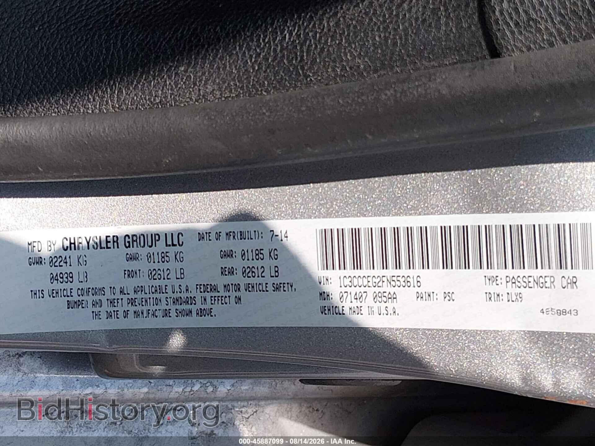 2015 CHRYSLER 200 - VIN: 1C3CCCEG2FN553616 - Photo 9