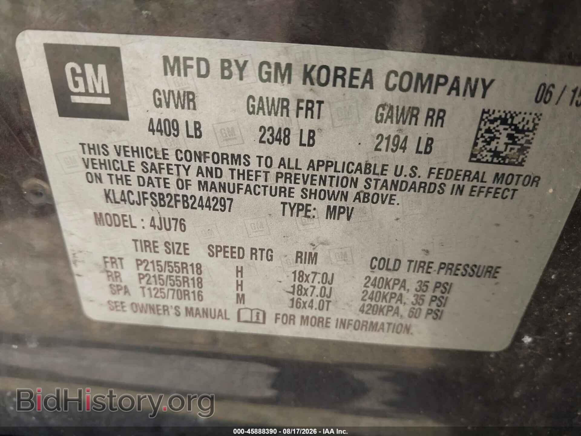 2015 BUICK ENCORE - VIN: KL4CJFSB2FB244297 - Photo 9