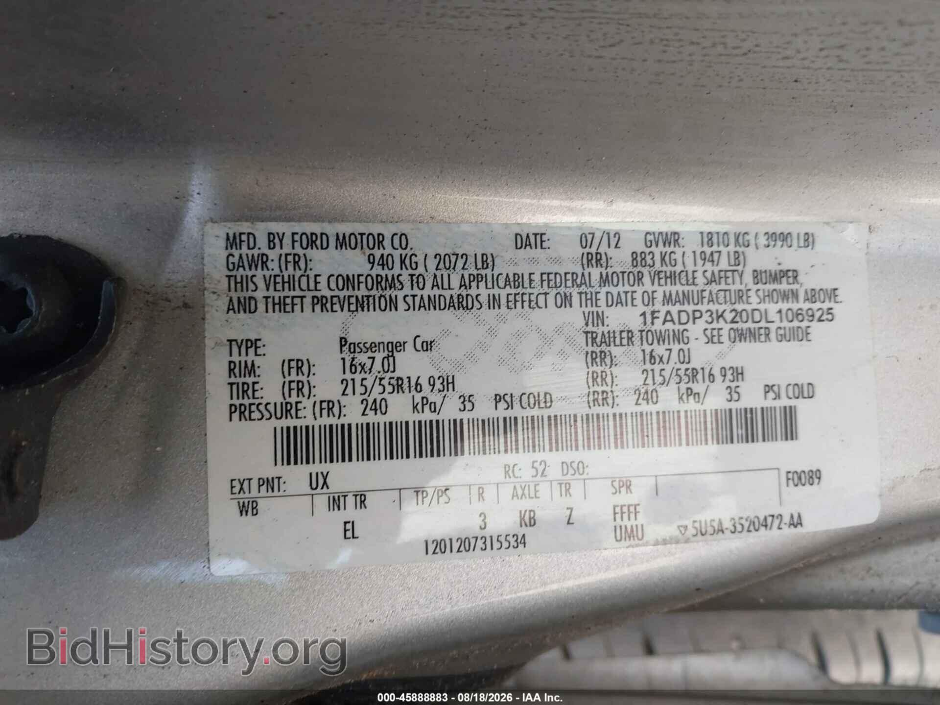 2013 FORD FOCUS - VIN: 1FADP3K20DL106925 - Фото 9