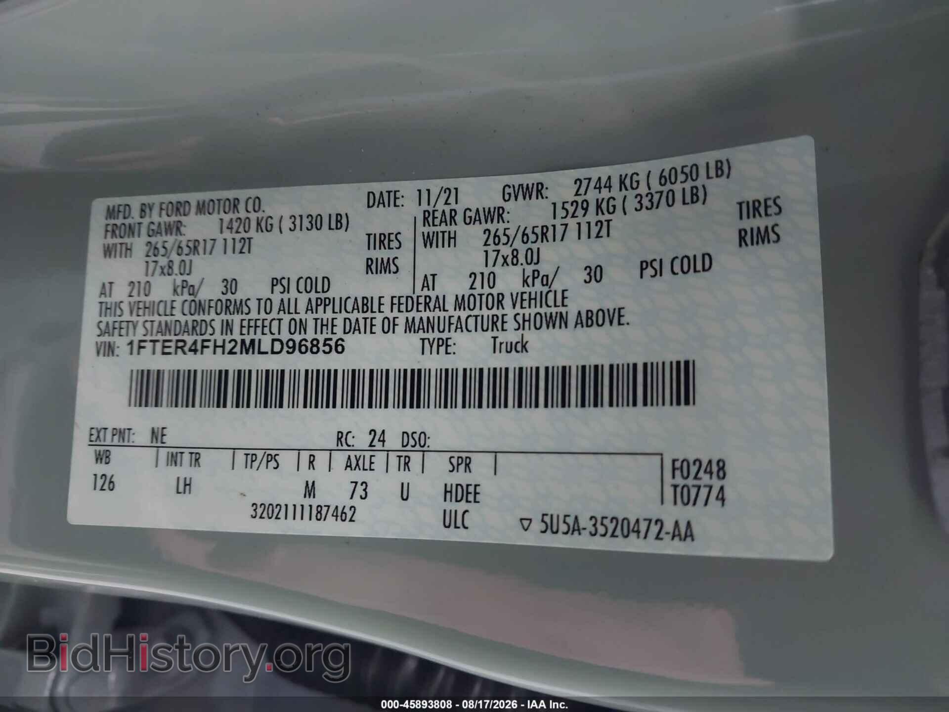 2021 FORD RANGER - VIN: 1FTER4FH2MLD96856 - Photo 9