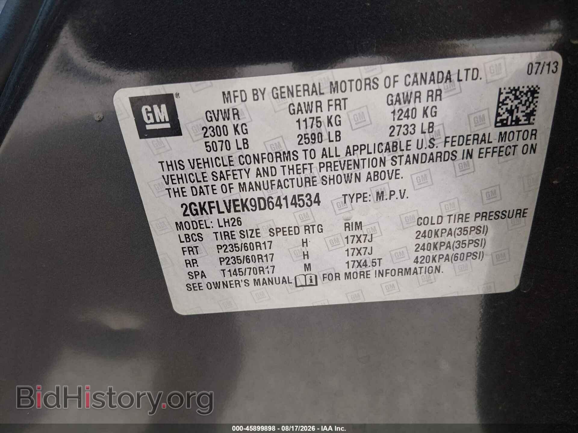 2013 GMC TERRAIN - VIN: 2GKFLVEK9D6414534 - Photo 9