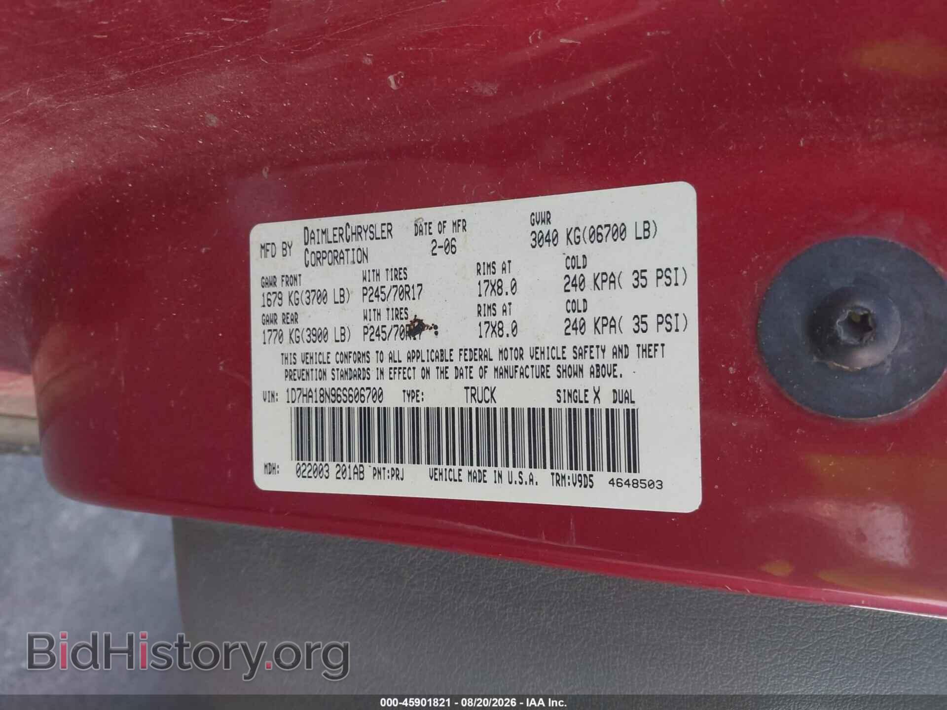 2006 DODGE RAM 1500 - VIN: 1D7HA18N96S606700 - Photo 9