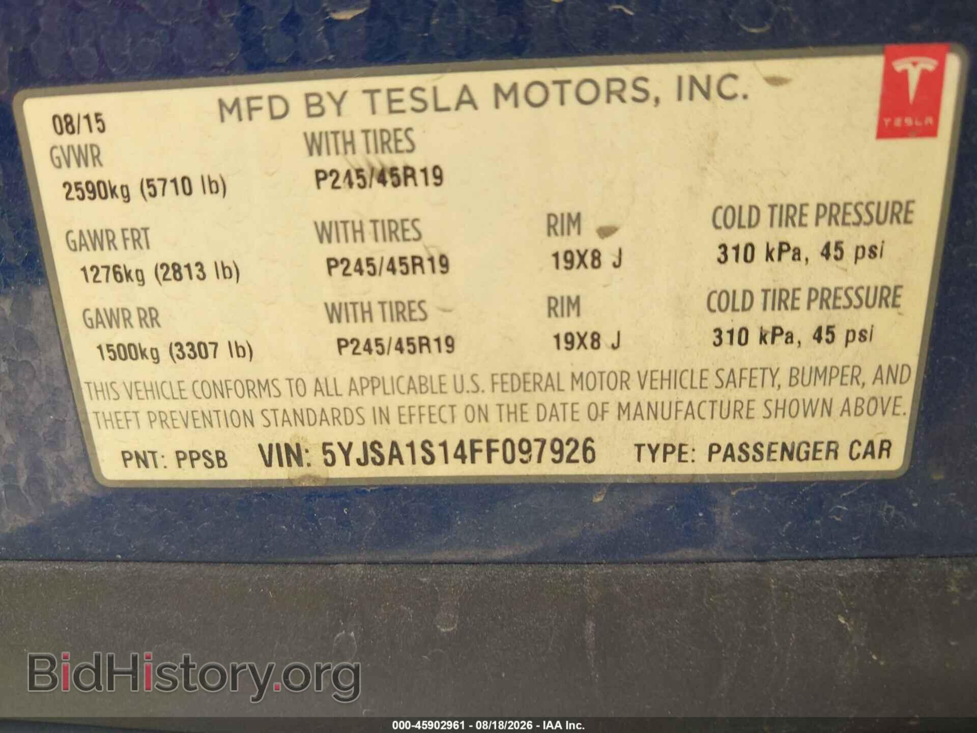 2015 TESLA MODEL S - VIN: 5YJSA1S14FF097926 - Photo 9