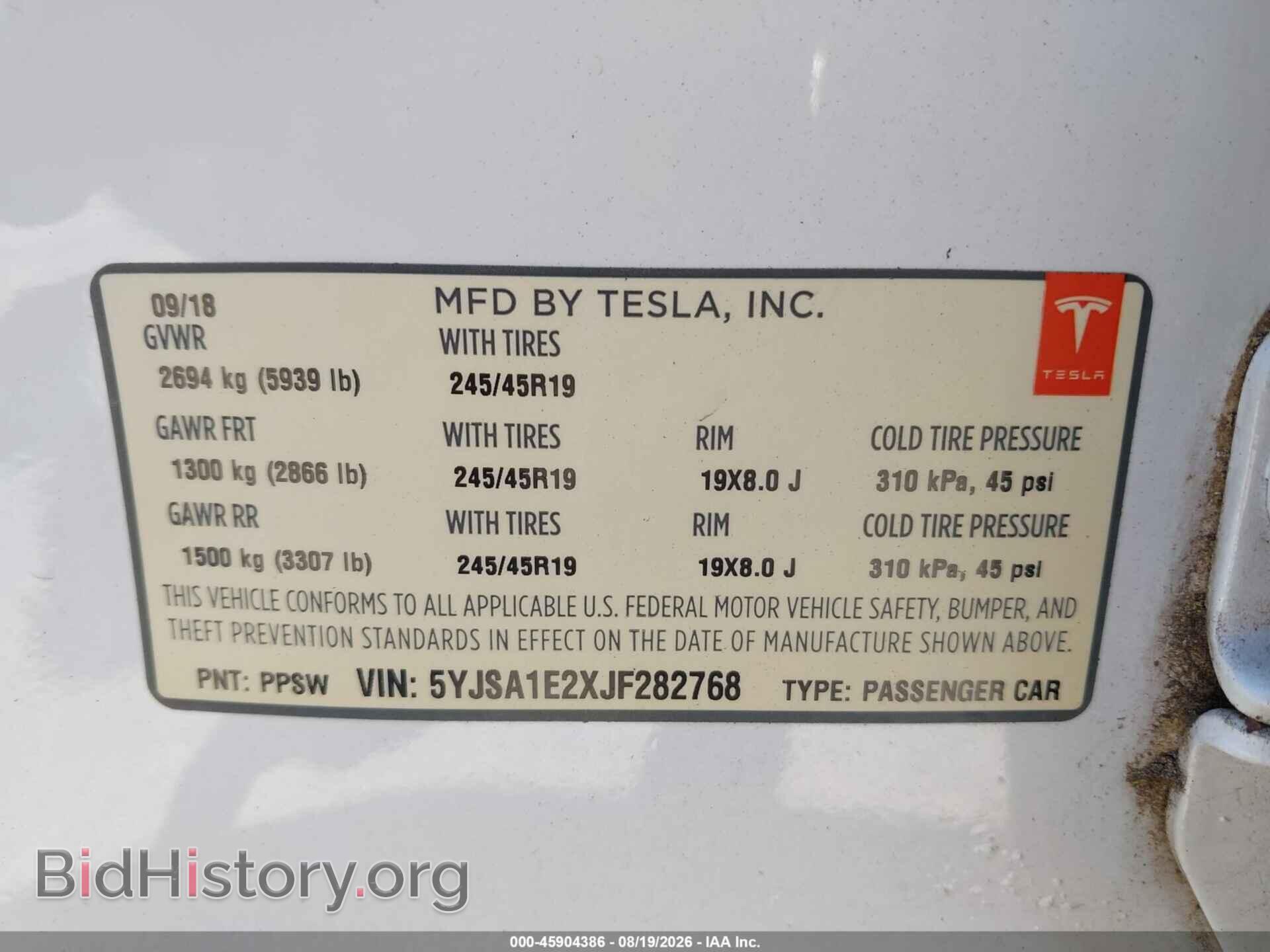 2018 TESLA MODEL S - VIN: 5YJSA1E2XJF282768 - Photo 9