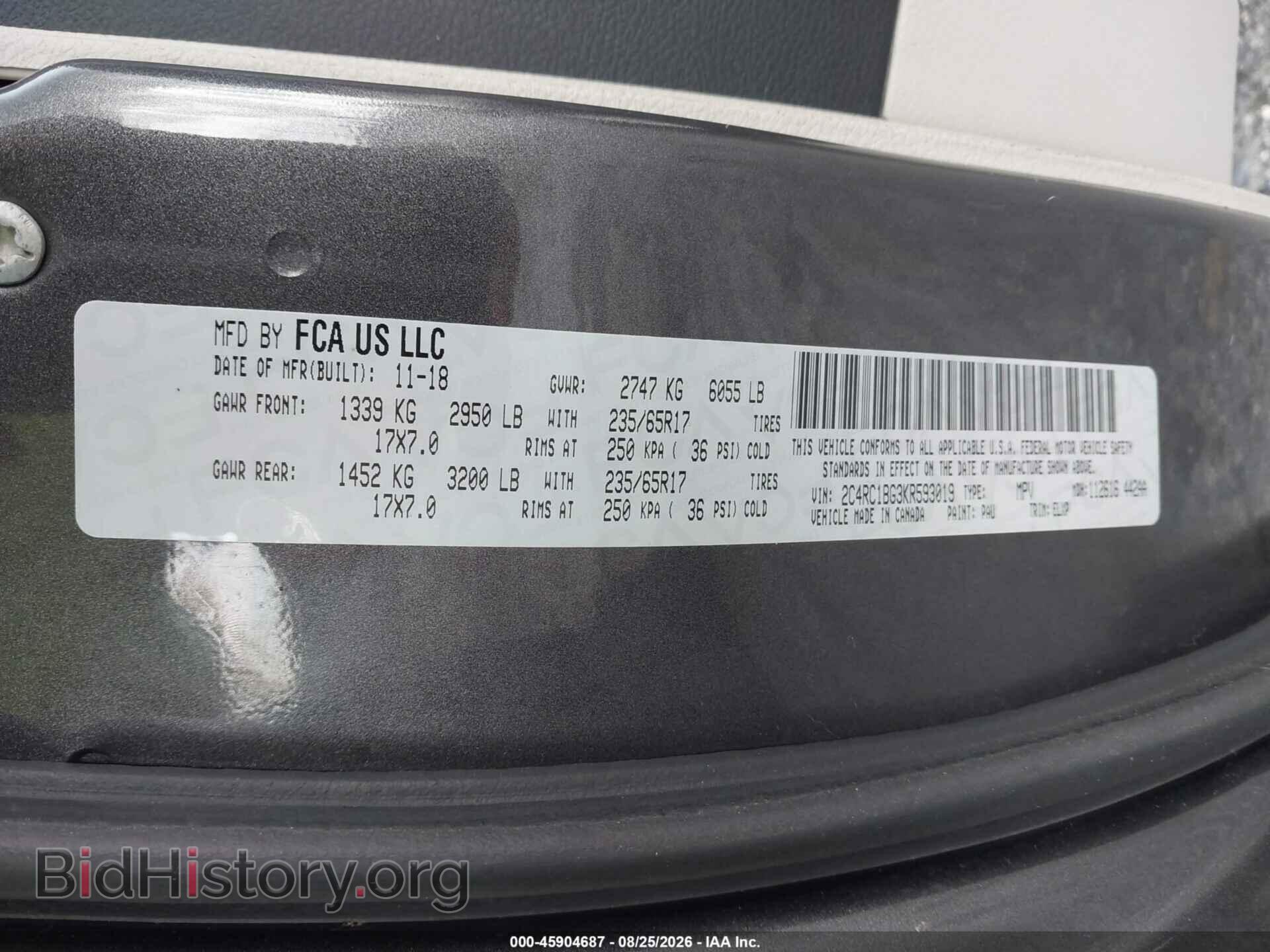 2019 CHRYSLER PACIFICA - VIN: 2C4RC1BG3KR593019 - Photo 9