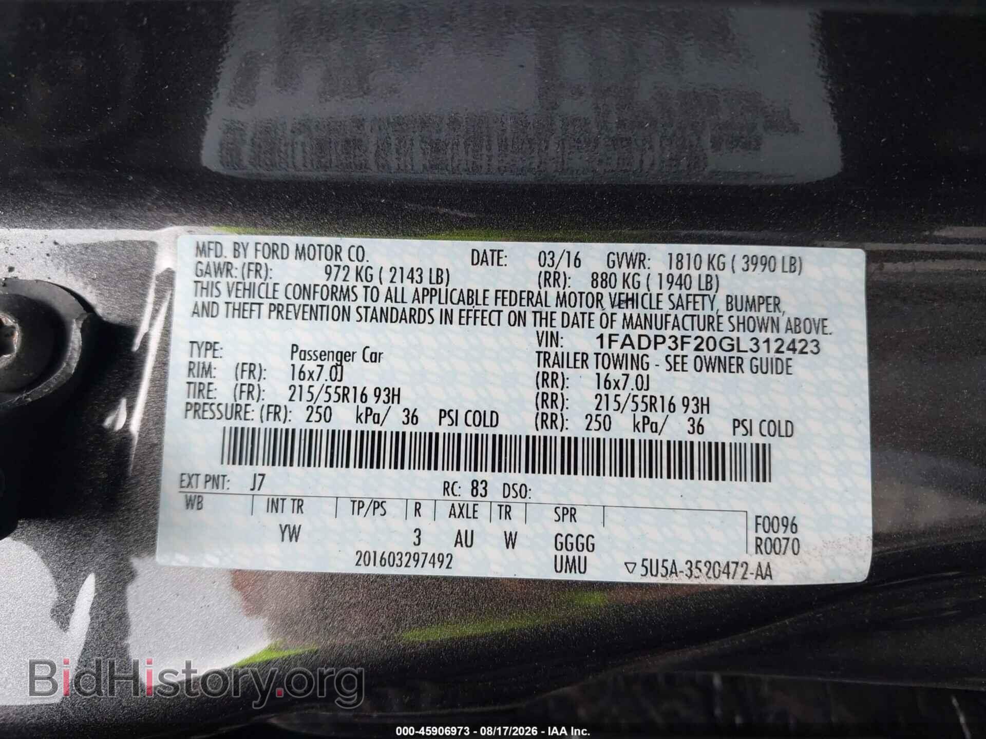 2016 FORD FOCUS - VIN: 1FADP3F20GL312423 - Фото 9