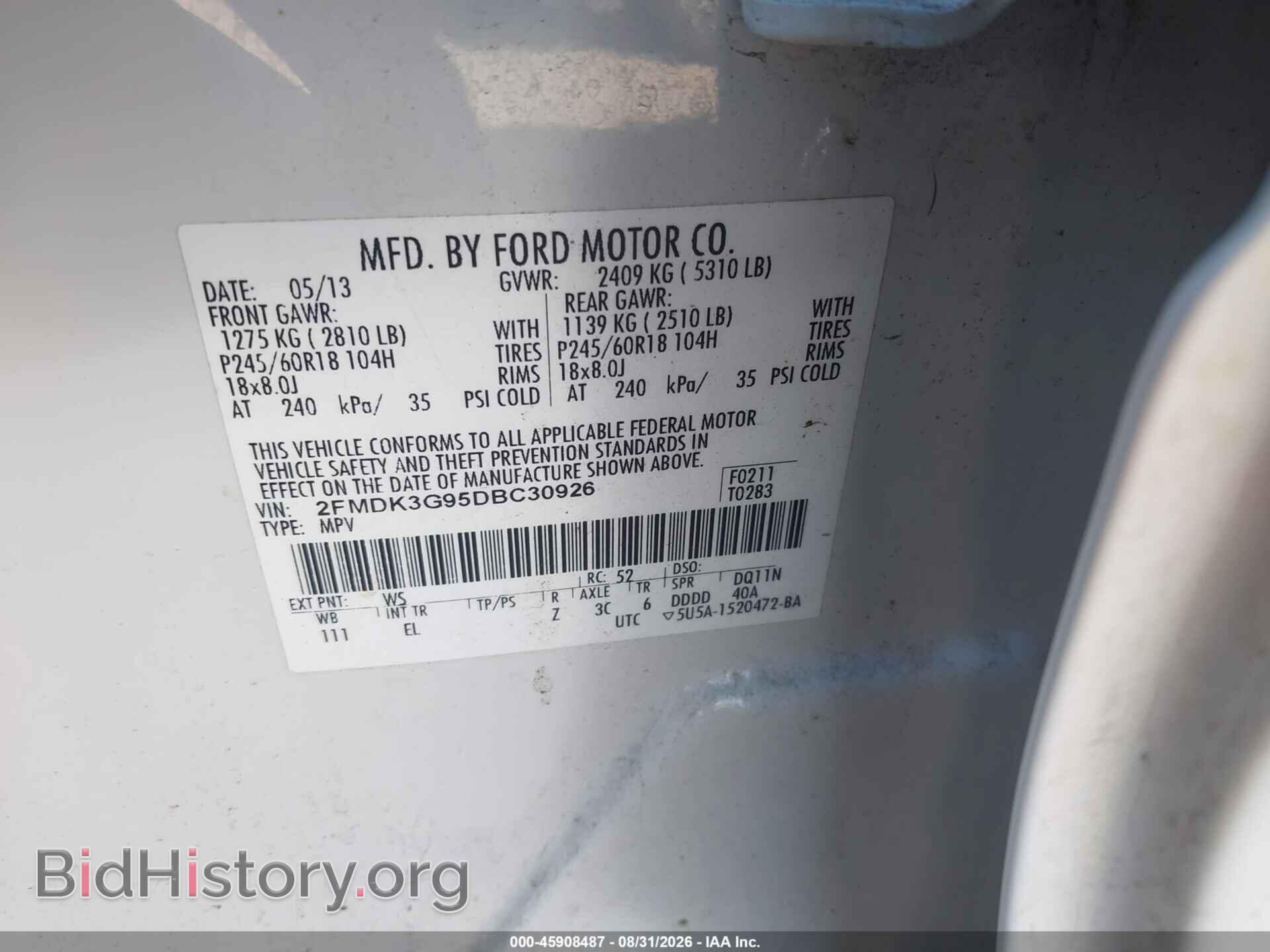 2013 FORD EDGE - VIN: 2FMDK3G95DBC30926 - Photo 9