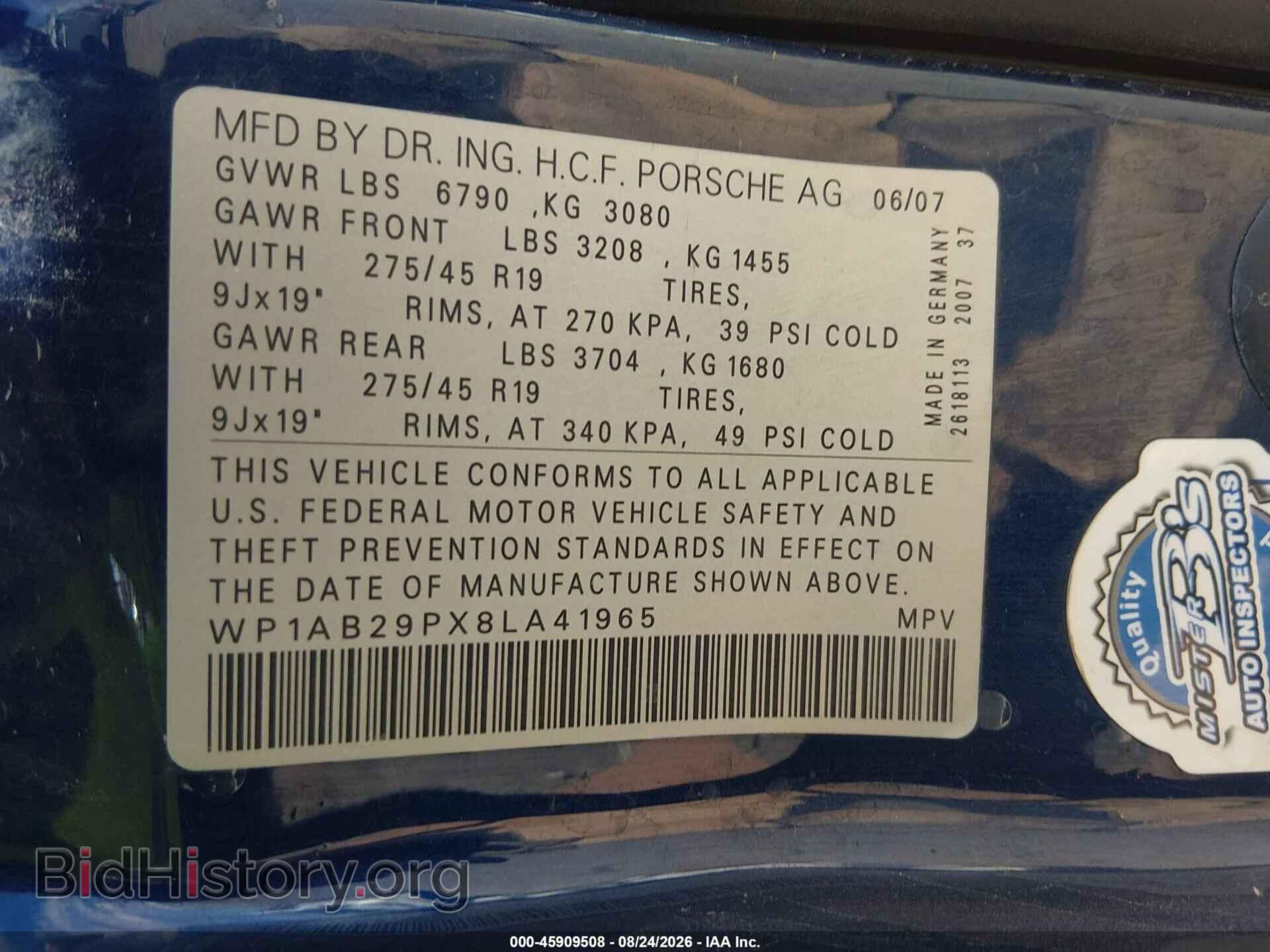 2008 PORSCHE CAYENNE - VIN: WP1AB29PX8LA41965 - Photo 9