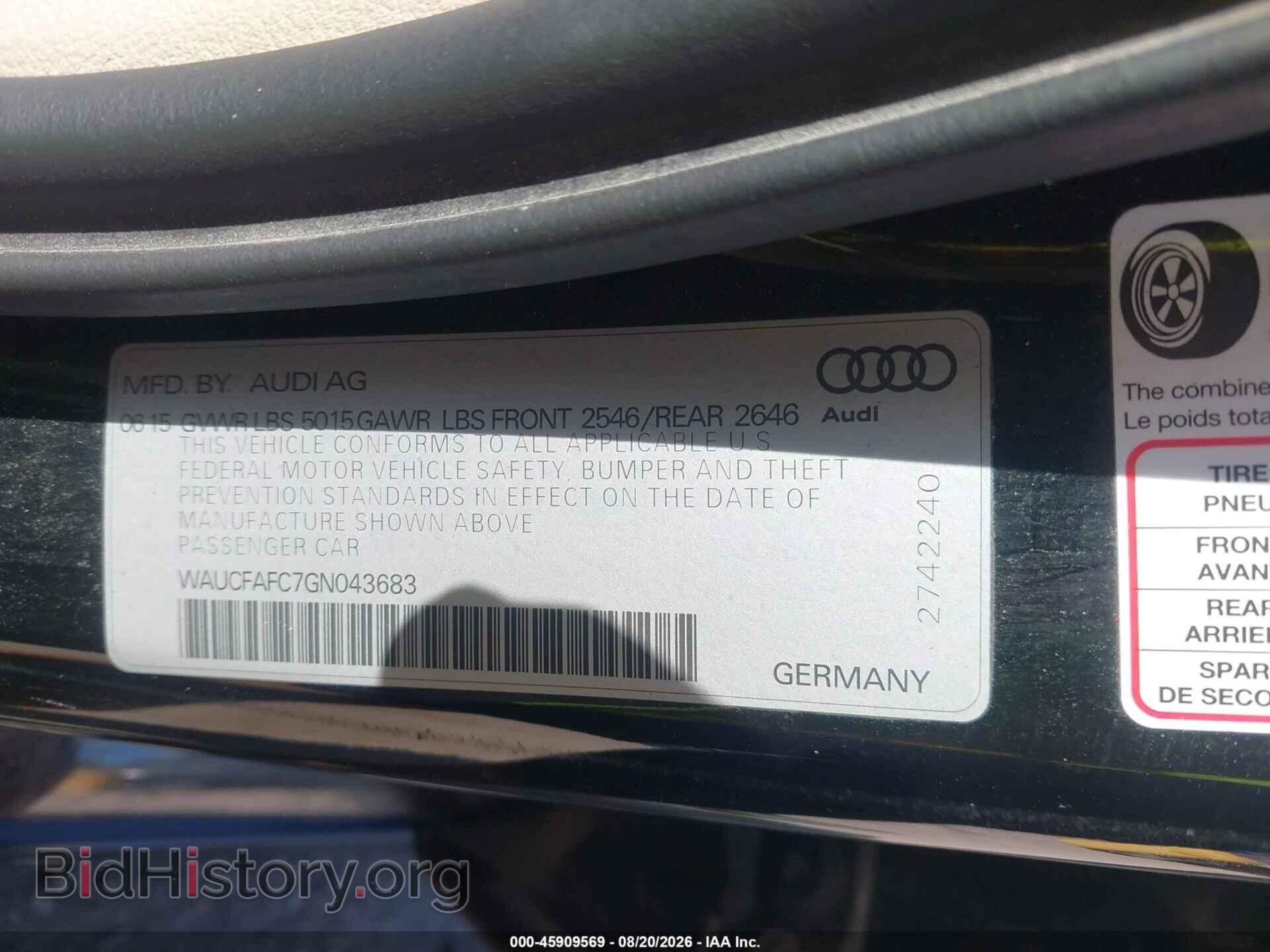 2016 AUDI A6 - VIN: WAUCFAFC7GN043683 - Photo 9