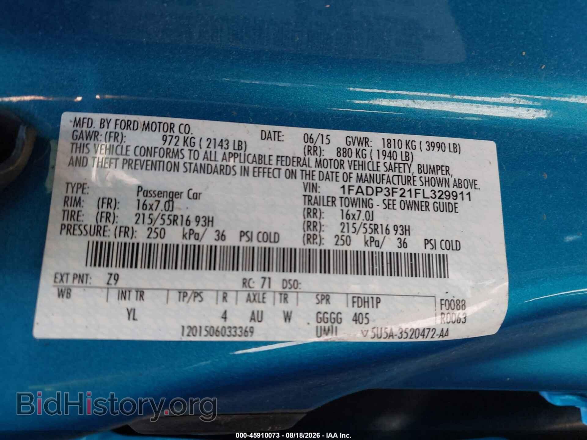 2015 FORD FOCUS - VIN: 1FADP3F21FL329911 - Фото 9