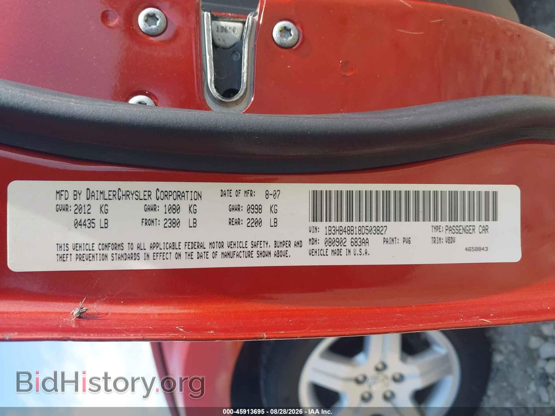 2008 DODGE CALIBER - VIN: 1B3HB48B18D503827 - Photo 9