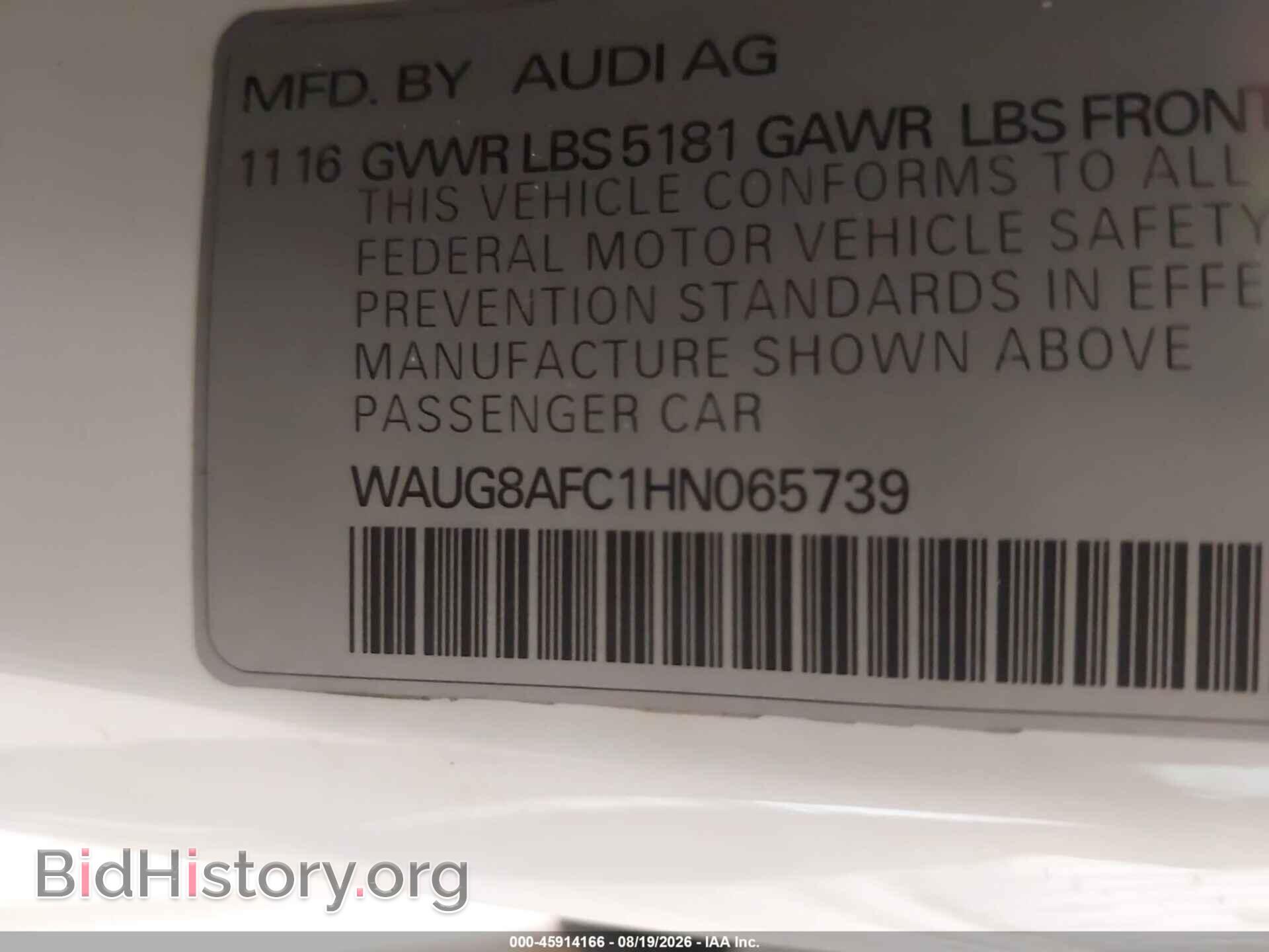 2017 AUDI A6 - VIN: WAUG8AFC1HN065739 - Photo 9