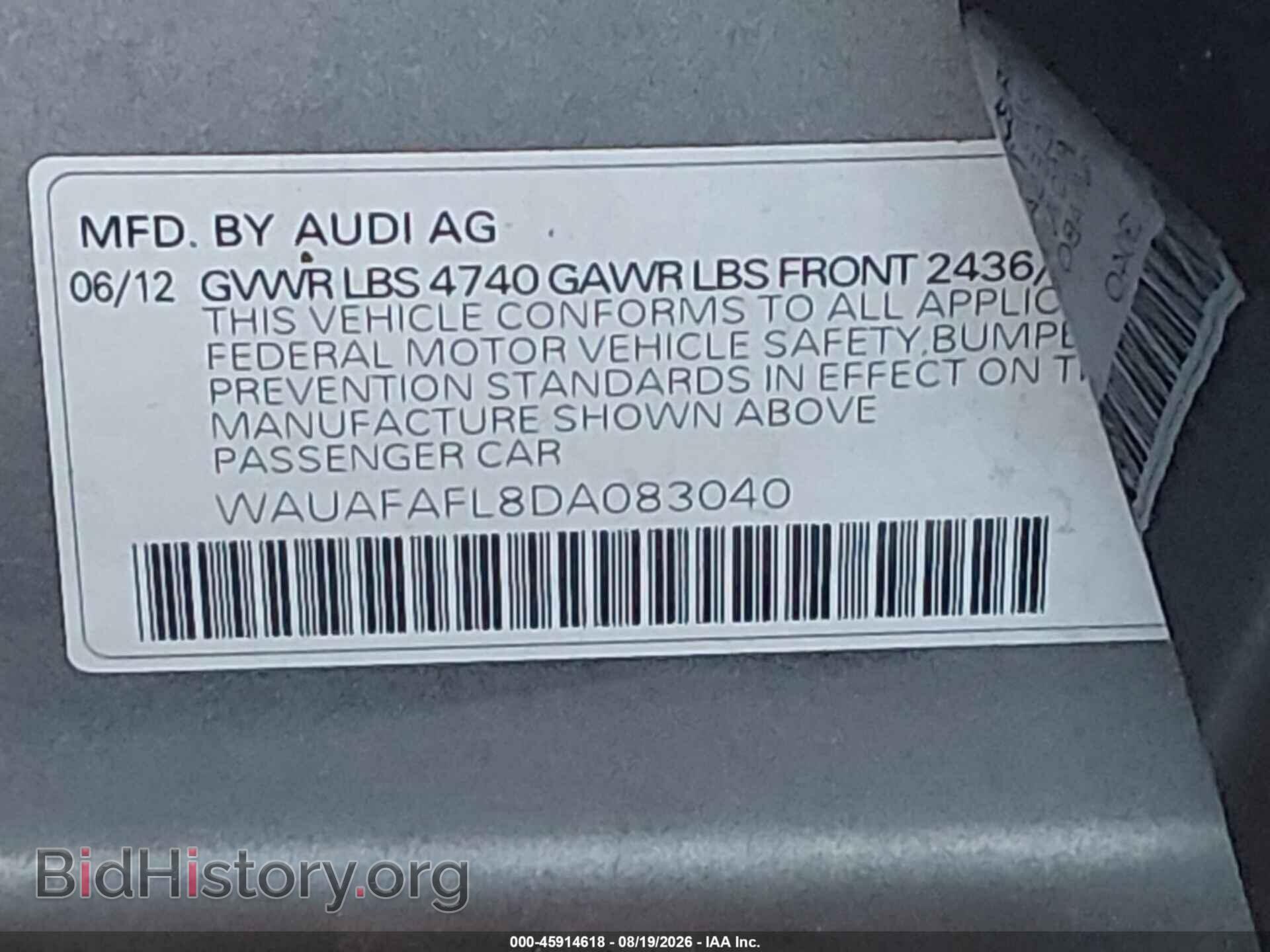 2013 AUDI A4 - VIN: WAUAFAFL8DA083040 - Photo 9
