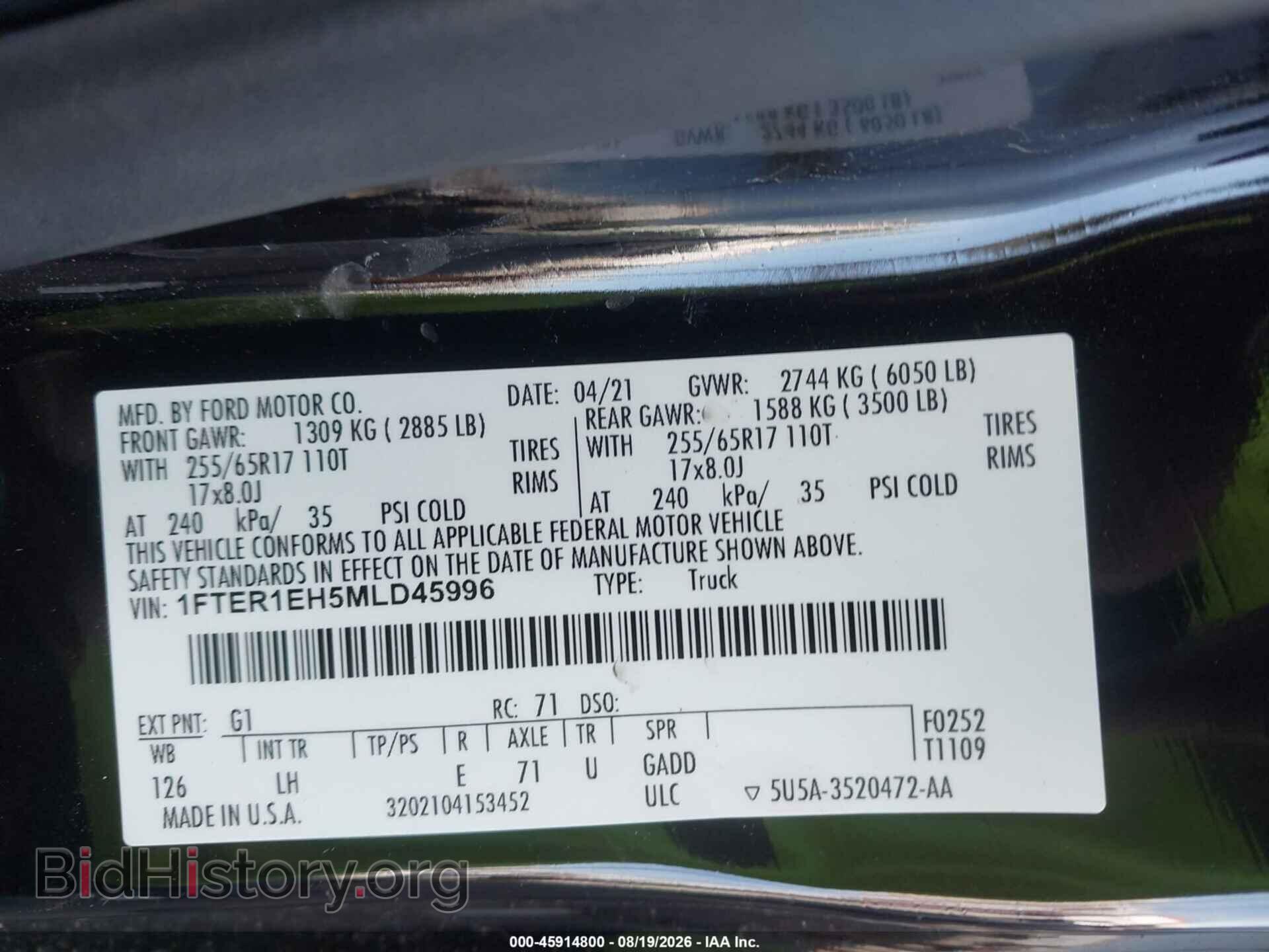 2021 FORD RANGER - VIN: 1FTER1EH5MLD45996 - Photo 9