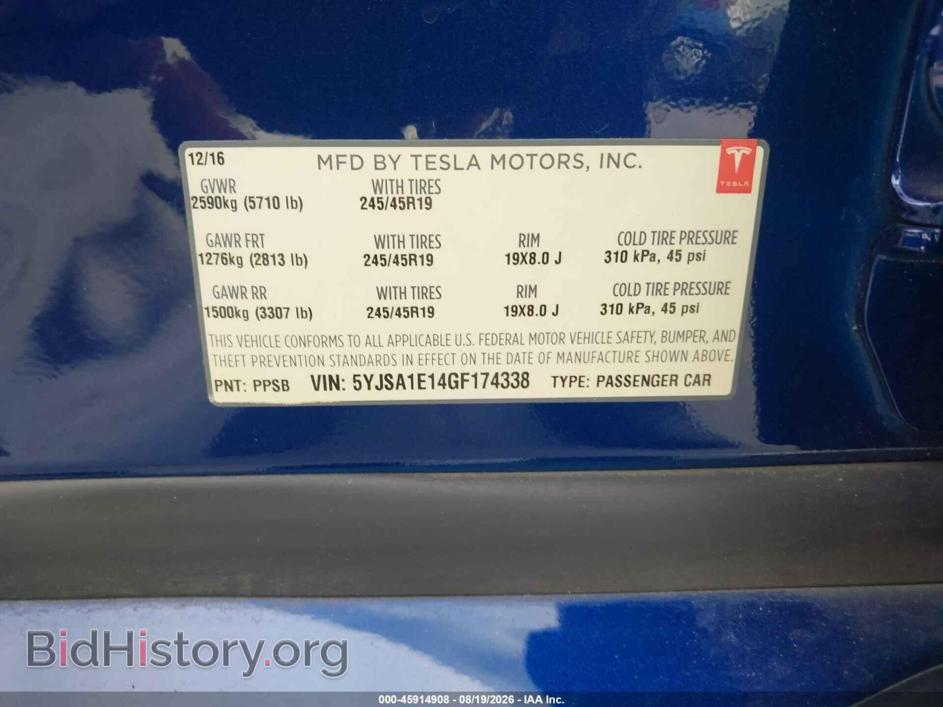 2016 TESLA MODEL S - VIN: 5YJSA1E14GF174338 - Фото 9