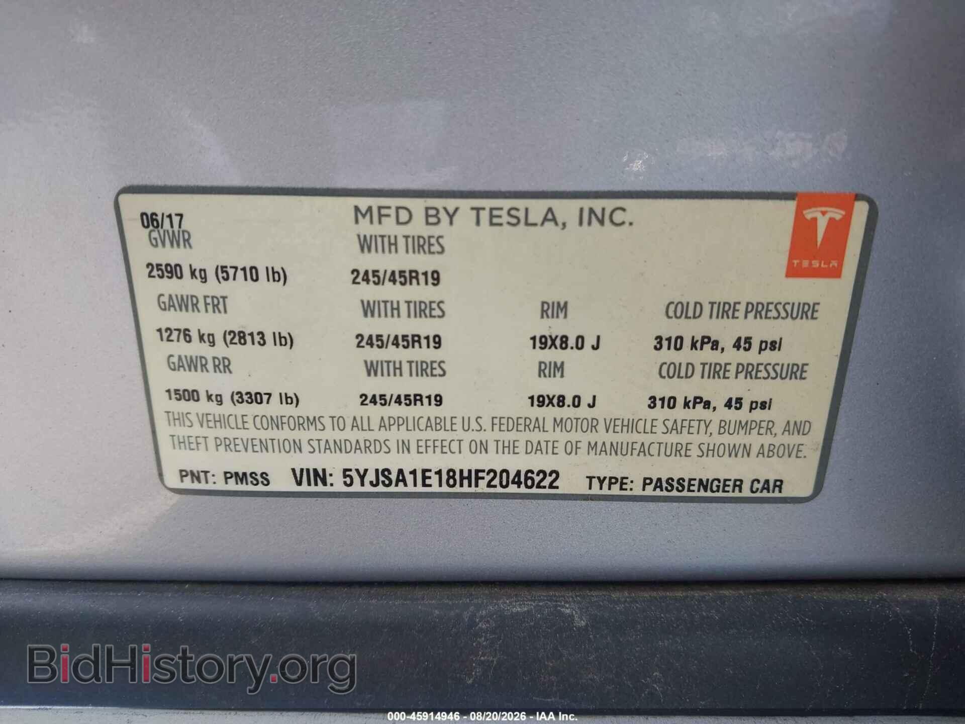 2017 TESLA MODEL S - VIN: 5YJSA1E18HF204622 - Photo 9