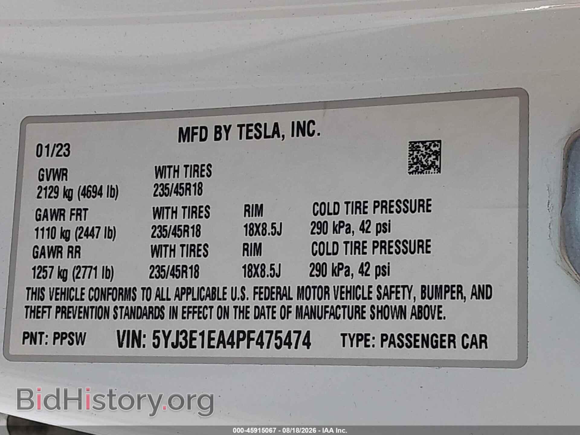 2023 TESLA MODEL 3 - VIN: 5YJ3E1EA4PF475474 - Photo 9