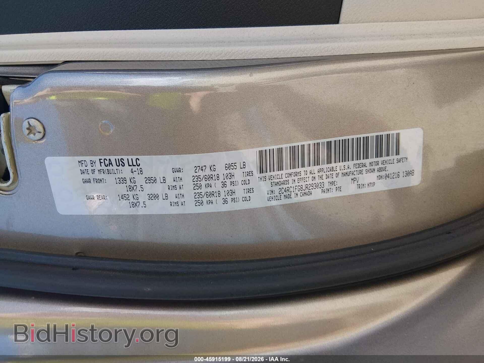 2018 CHRYSLER PACIFICA - VIN: 2C4RC1FG8JR293033 - Photo 9