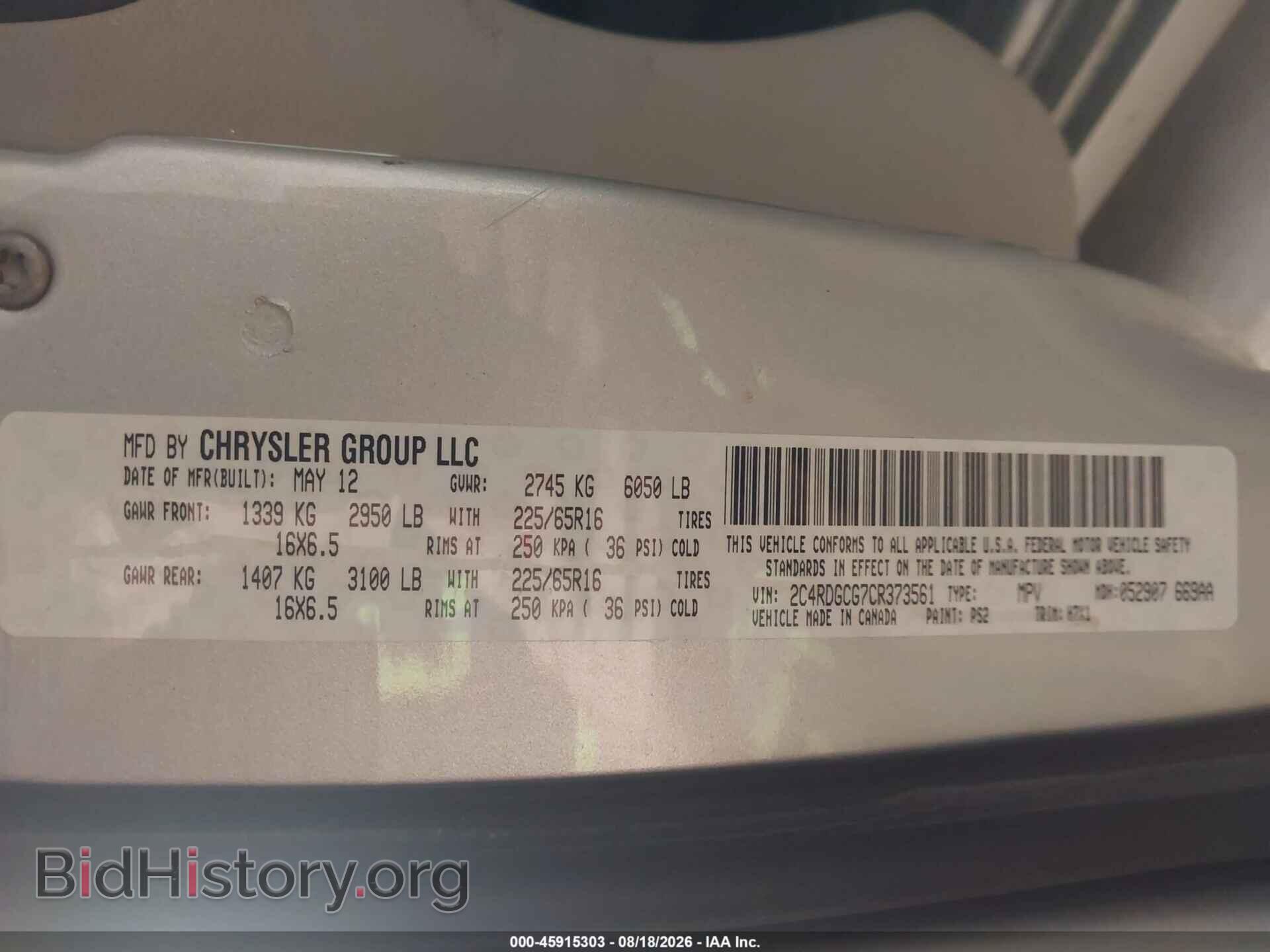 2012 DODGE GRAND CARAVAN - VIN: 2C4RDGCG7CR373561 - Photo 9