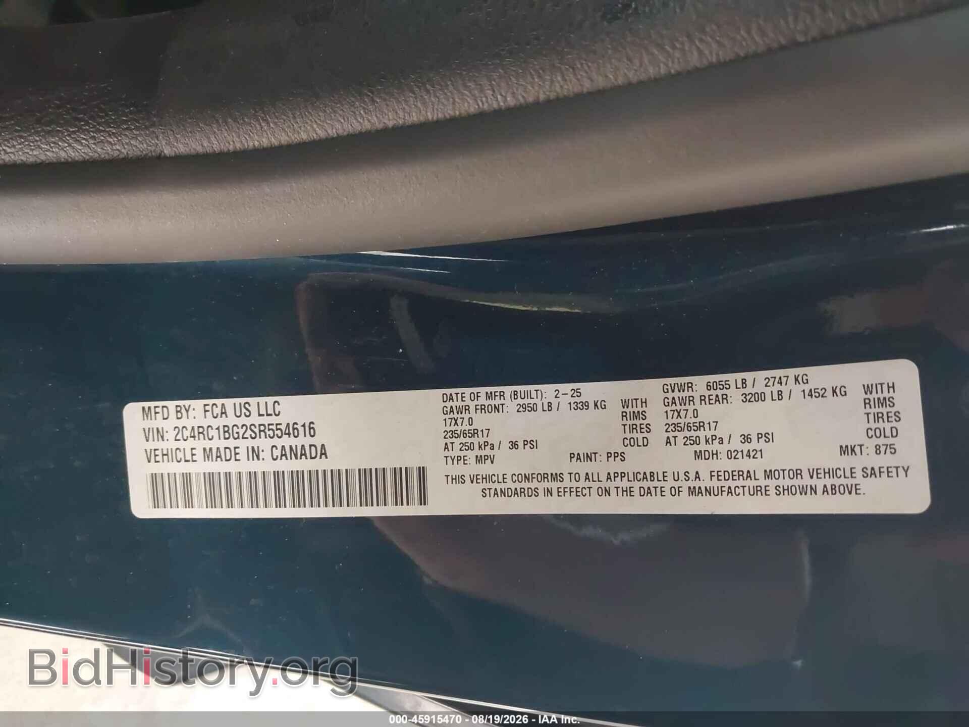 2025 CHRYSLER PACIFICA - VIN: 2C4RC1BG2SR554616 - Photo 9