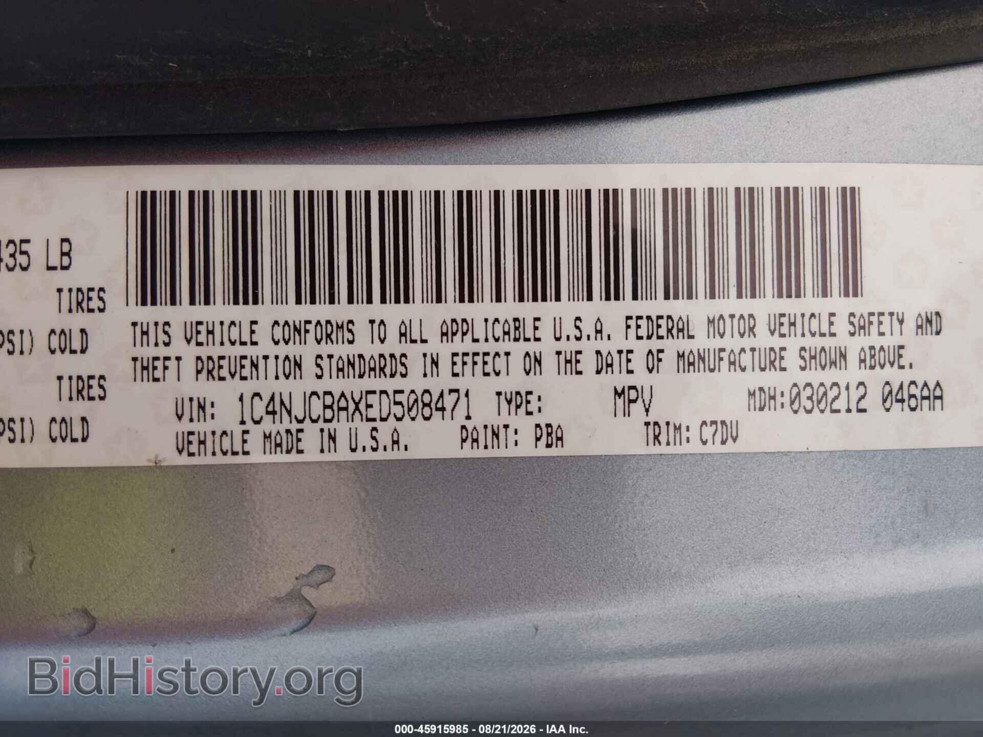 2014 JEEP COMPASS - VIN: 1C4NJCBAXED508471 - Photo 9