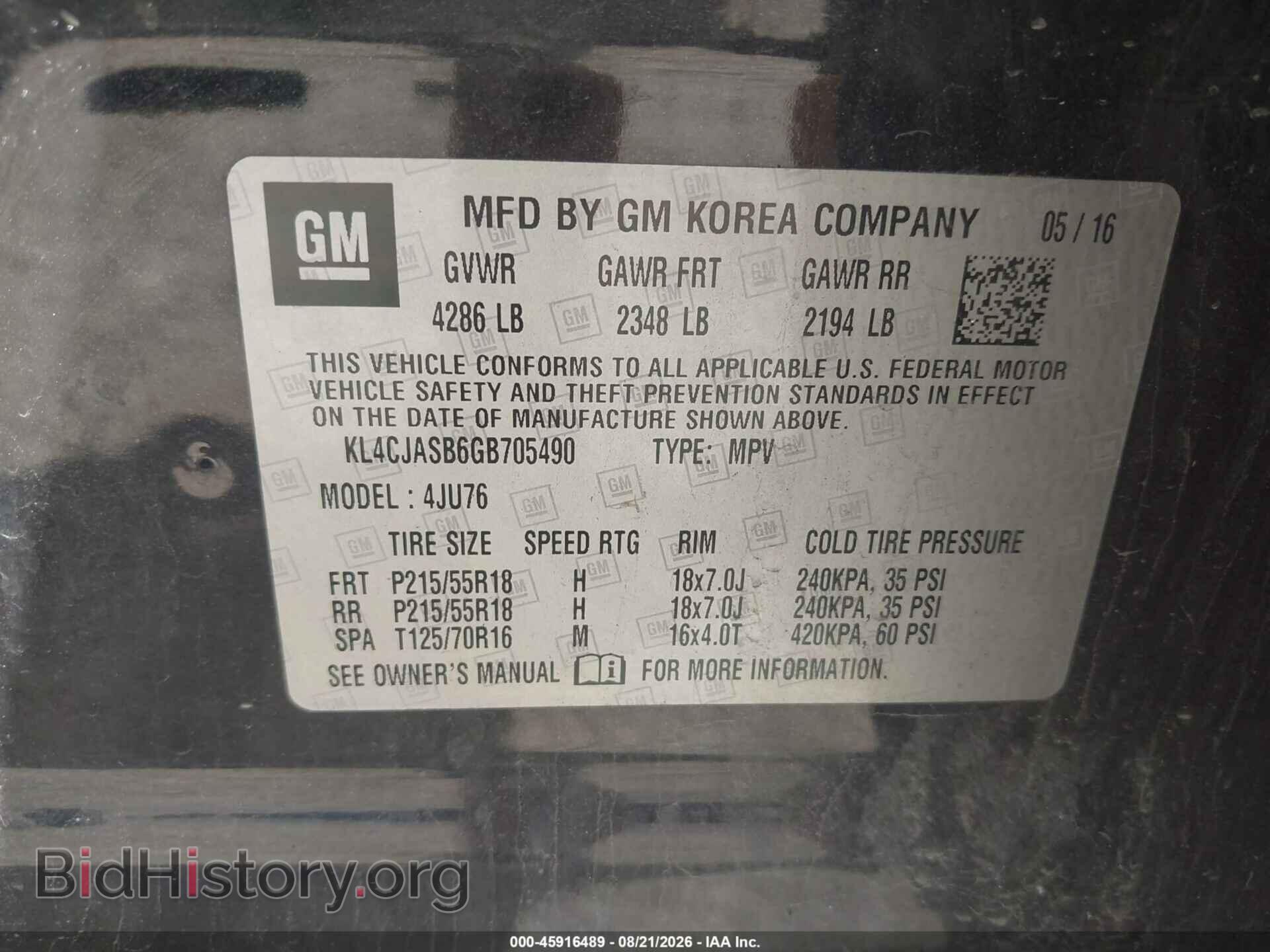 2016 BUICK ENCORE - VIN: KL4CJASB6GB705490 - Photo 9