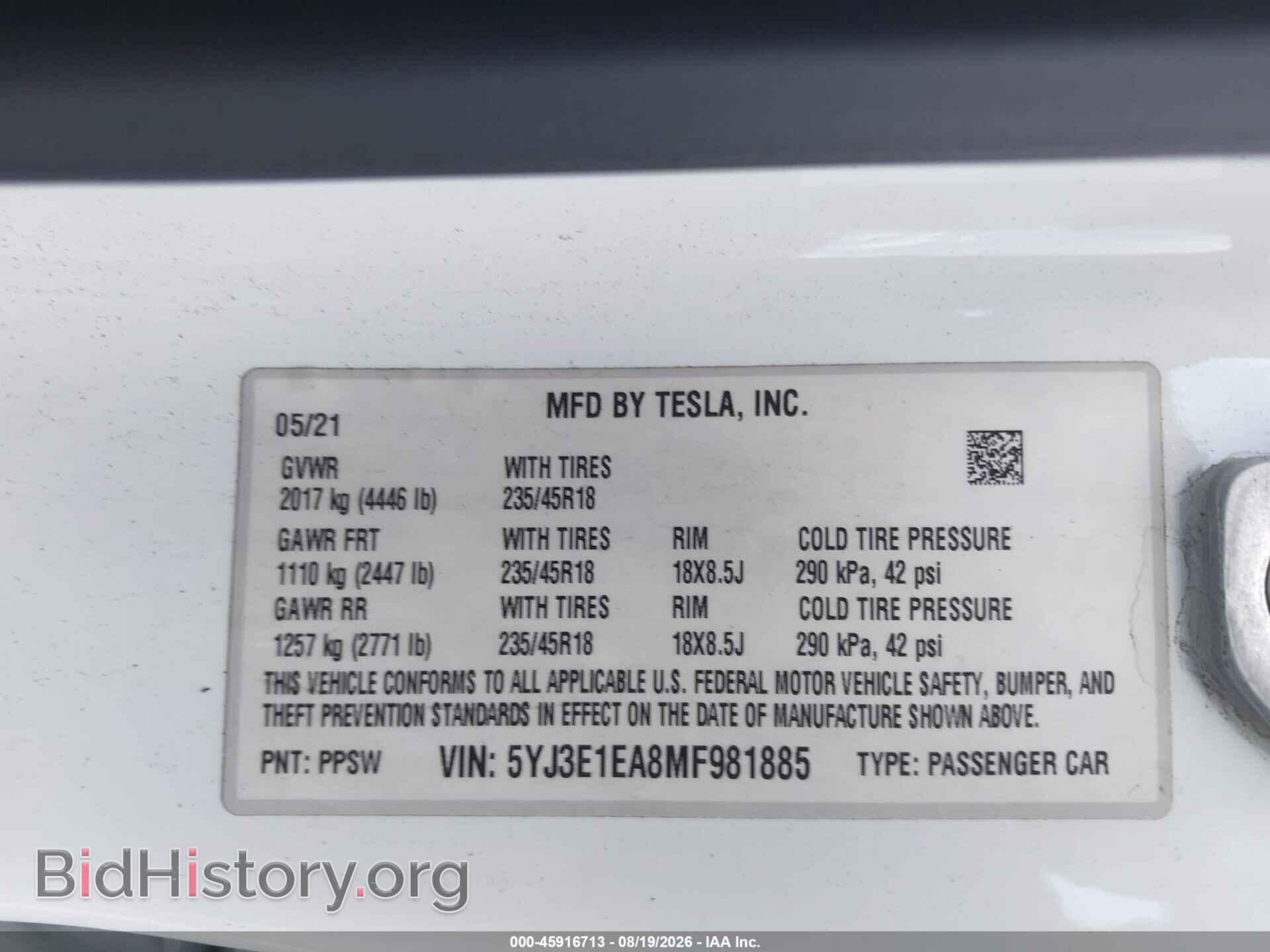 2021 TESLA MODEL 3 - VIN: 5YJ3E1EA8MF981885 - Photo 9
