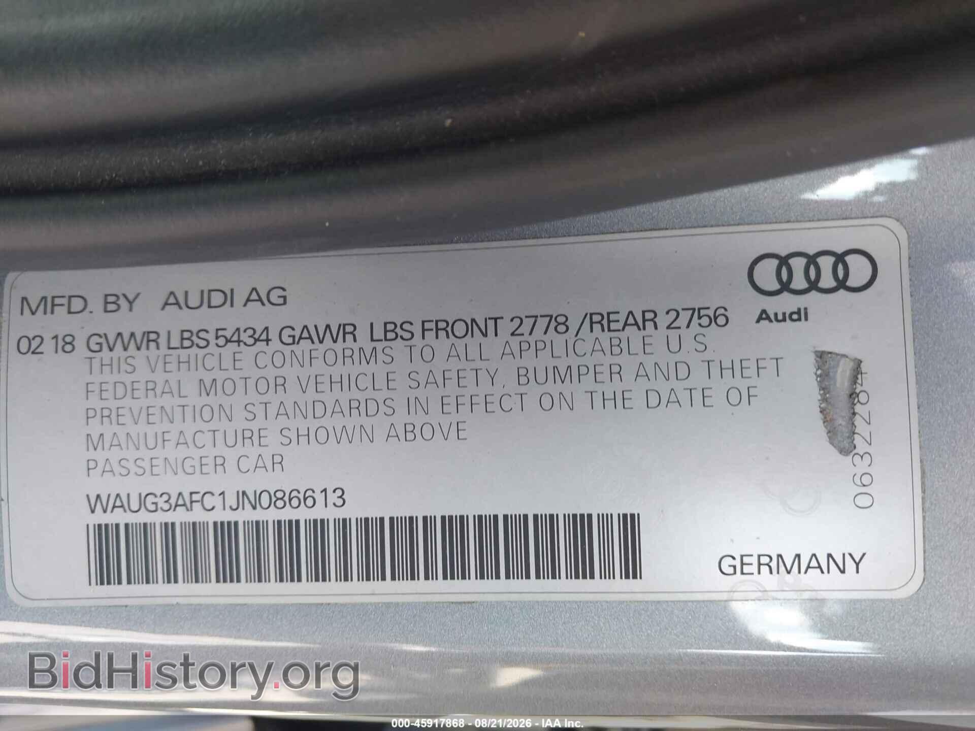 2018 AUDI A6 - VIN: WAUG3AFC1JN086613 - Фото 9
