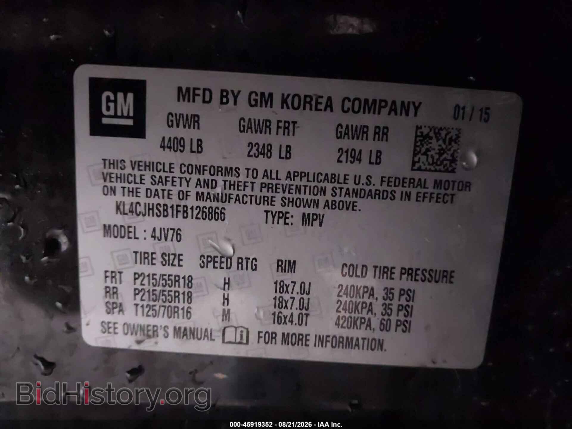 2015 BUICK ENCORE - VIN: KL4CJHSB1FB126866 - Photo 9