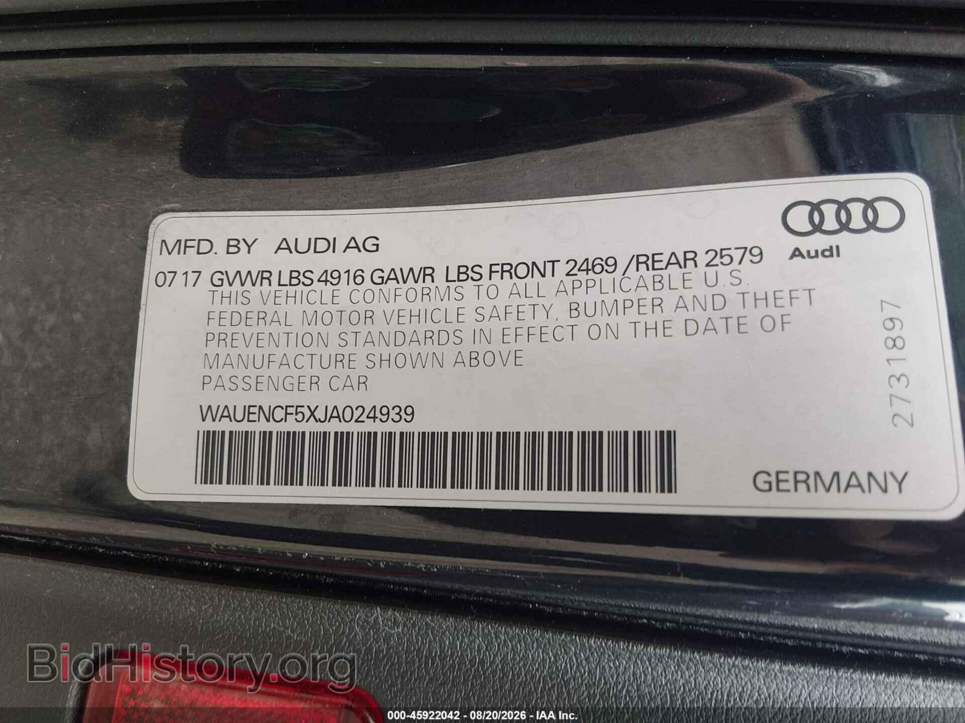2018 AUDI A5 - VIN: WAUENCF5XJA024939 - Фото 9