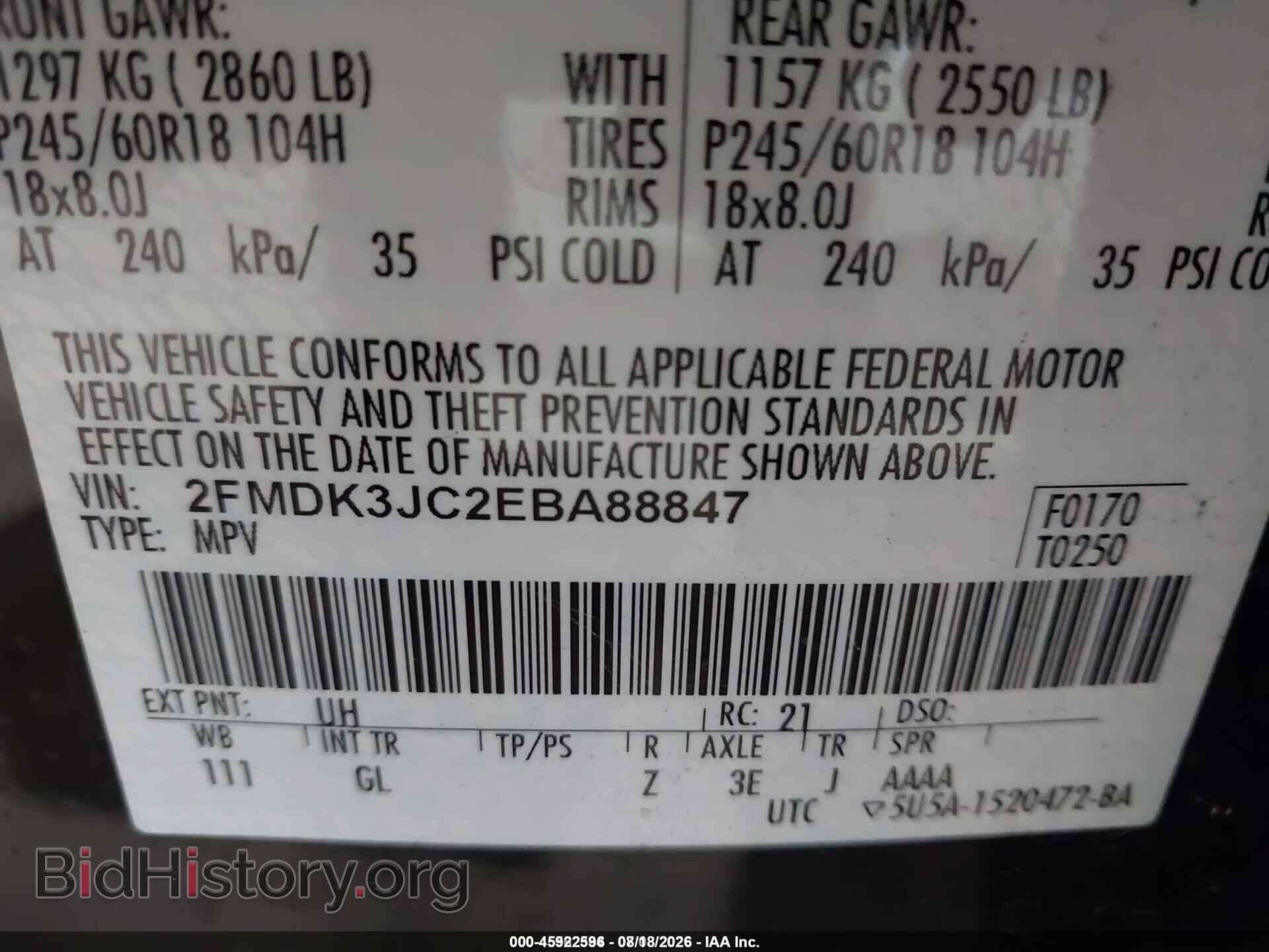 2014 FORD EDGE - VIN: 2FMDK3JC2EBA88847 - Photo 9