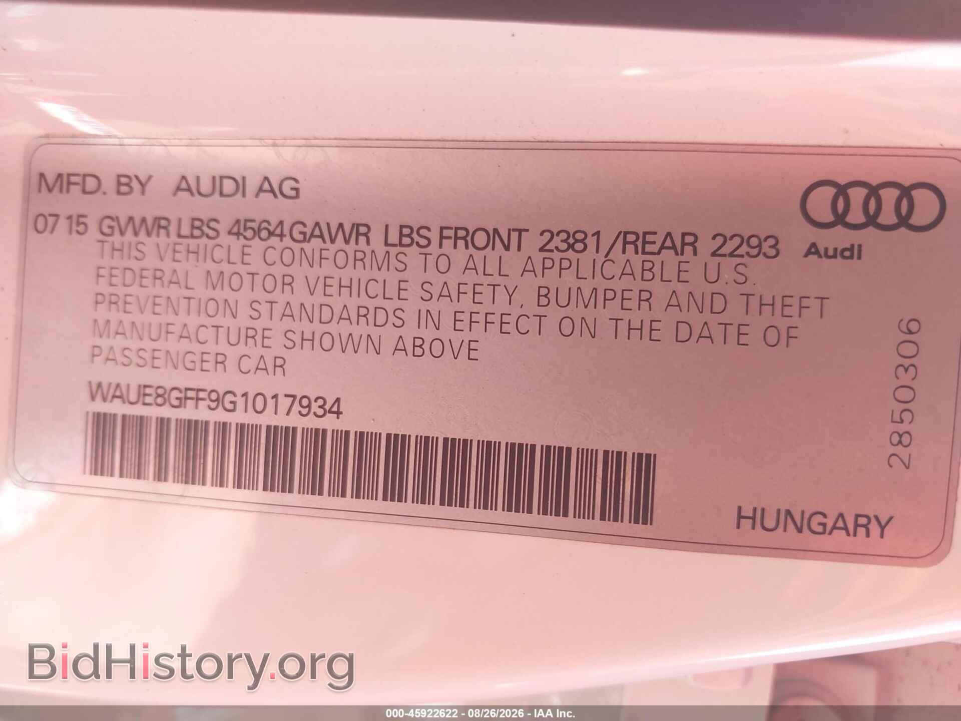 2016 AUDI A3 - VIN: WAUE8GFF9G1017934 - Фото 9