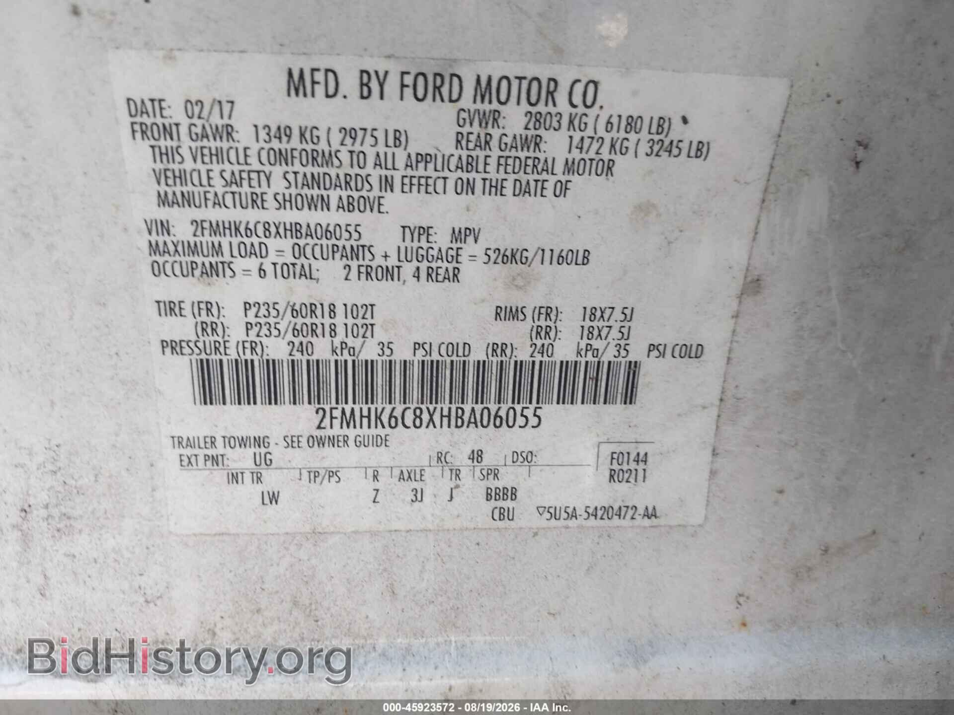 2017 FORD FLEX - VIN: 2FMHK6C8XHBA06055 - Photo 9