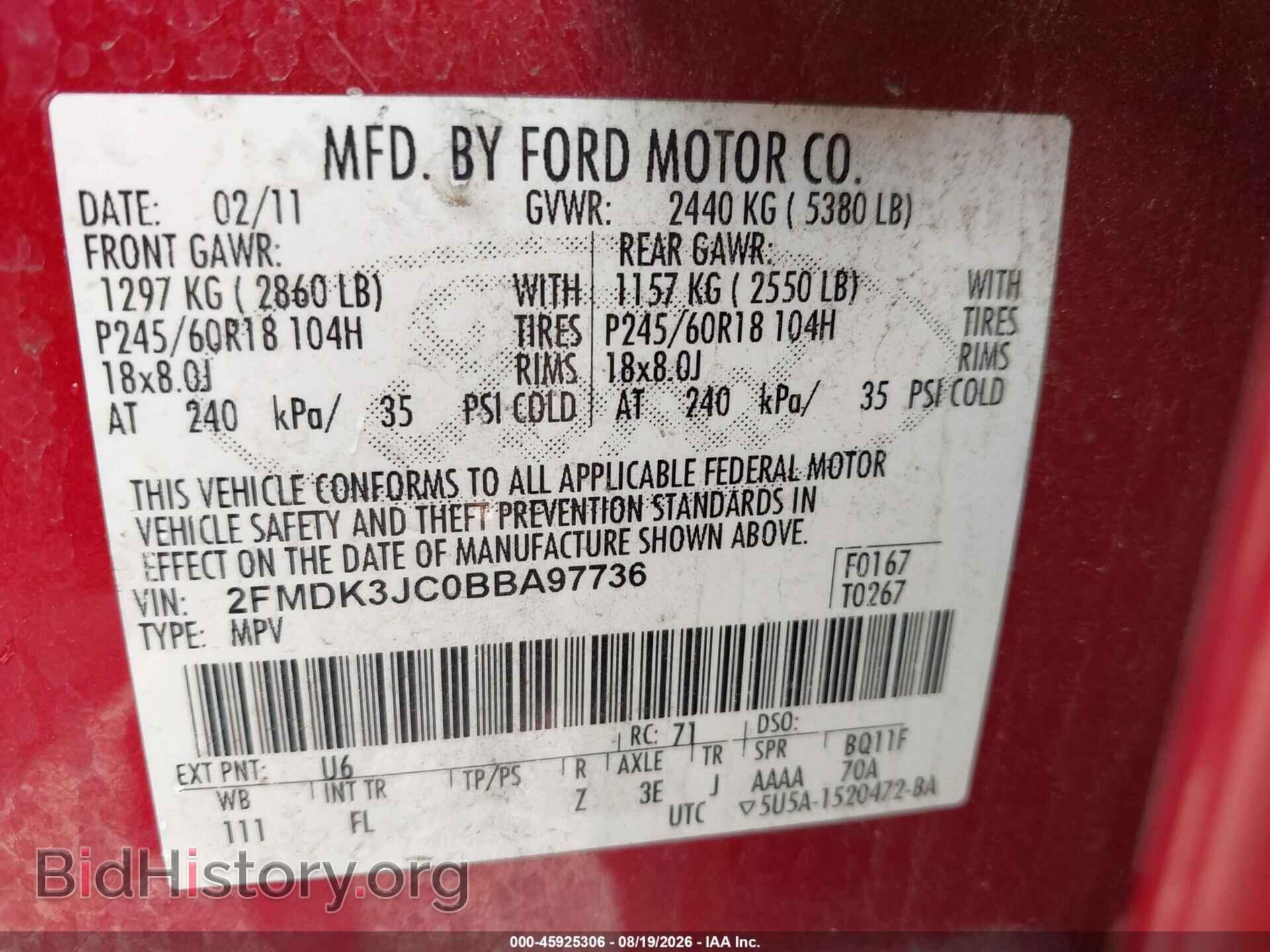 2011 FORD EDGE - VIN: 2FMDK3JC0BBA97736 - Photo 9