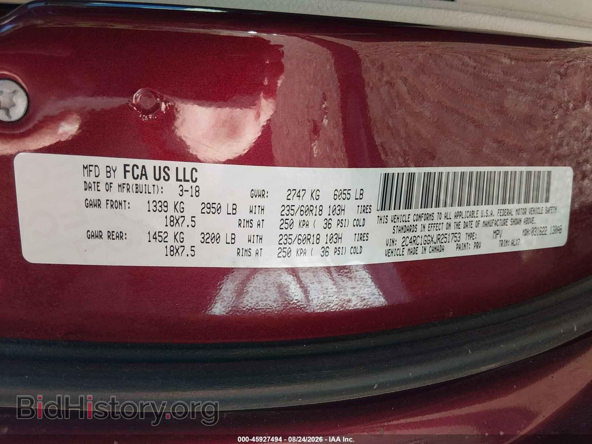 2018 CHRYSLER PACIFICA - VIN: 2C4RC1GGXJR251753 - Фото 9