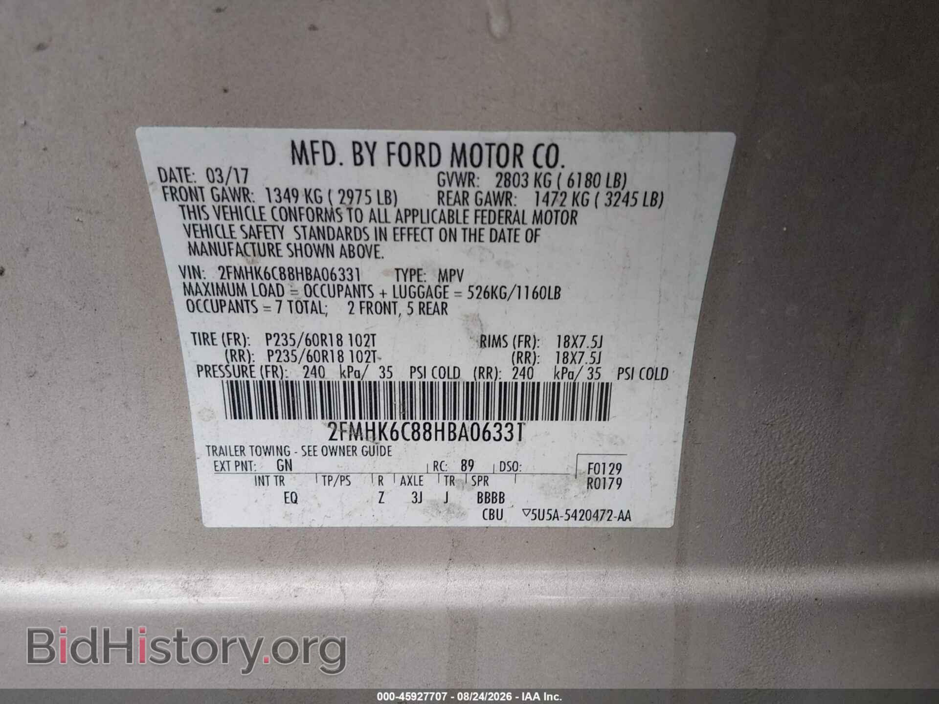 2017 FORD FLEX - VIN: 2FMHK6C88HBA06331 - Photo 9