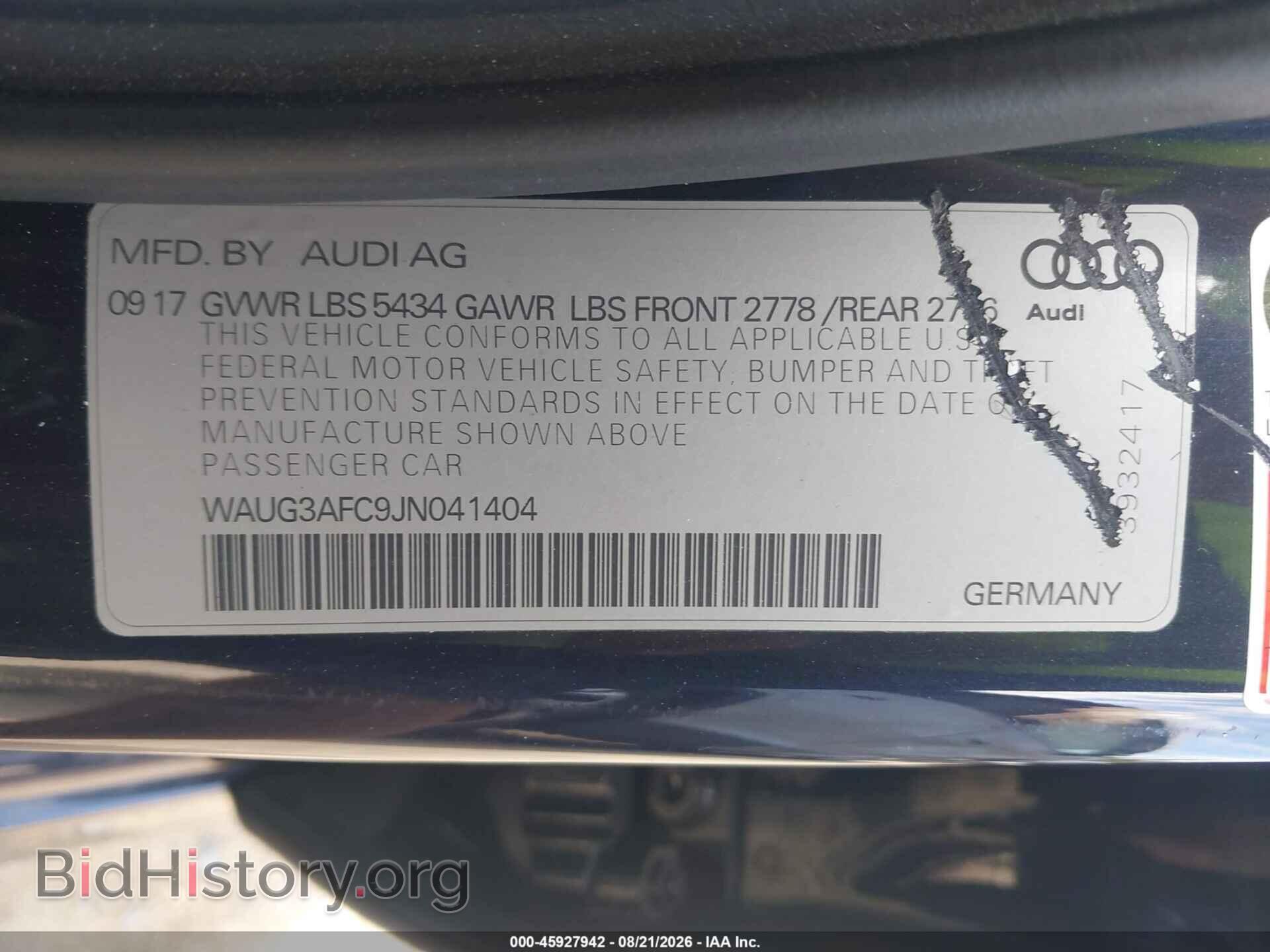 2018 AUDI A6 - VIN: WAUG3AFC9JN041404 - Photo 9