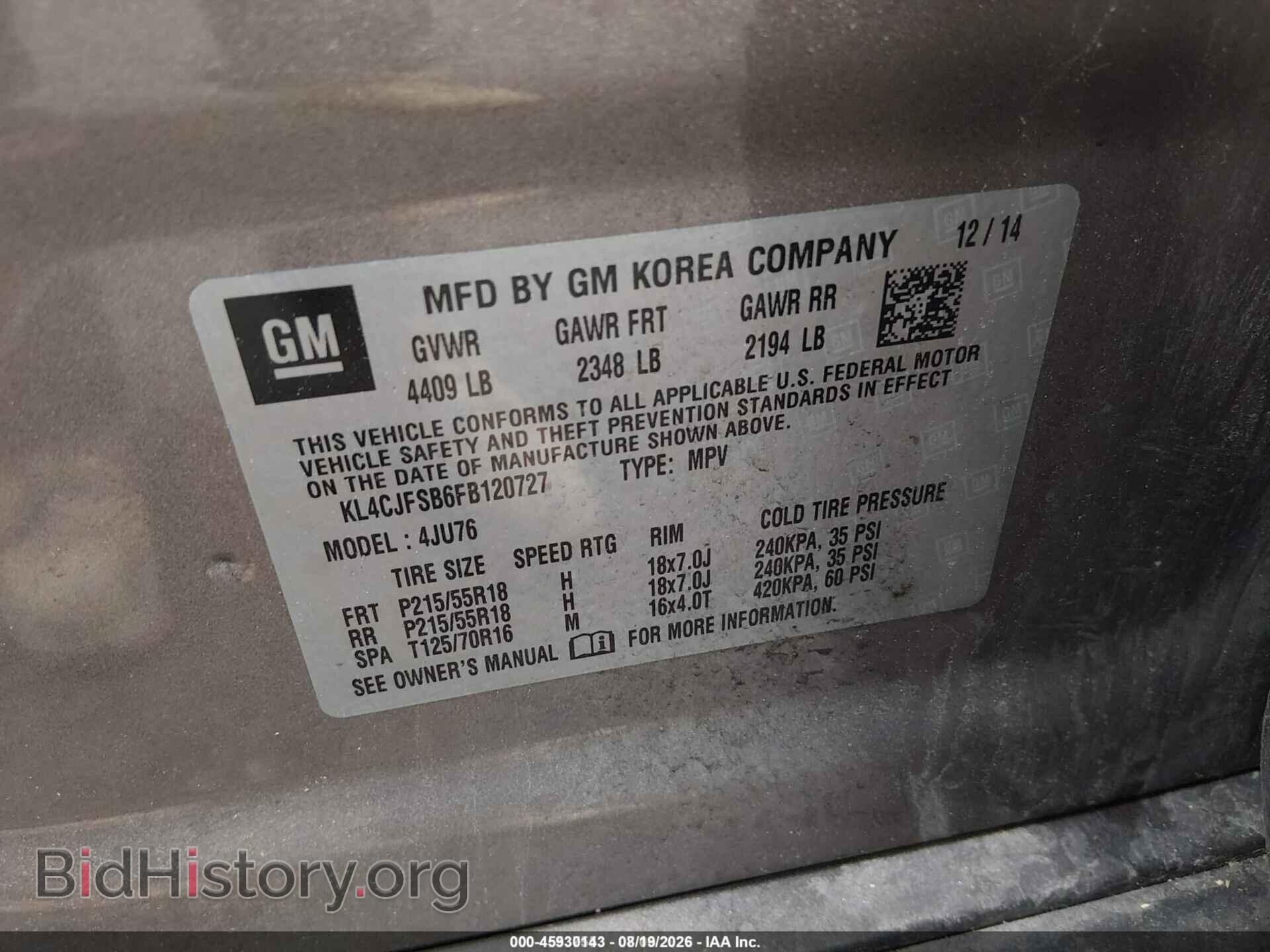 2015 BUICK ENCORE - VIN: KL4CJFSB6FB120727 - Photo 9