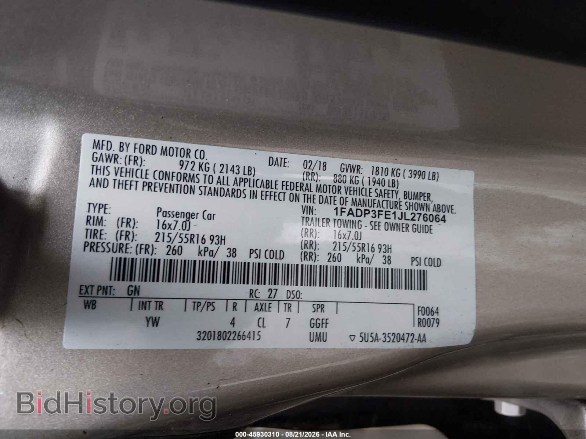 2018 FORD FOCUS - VIN: 1FADP3FE1JL276064 - Photo 9