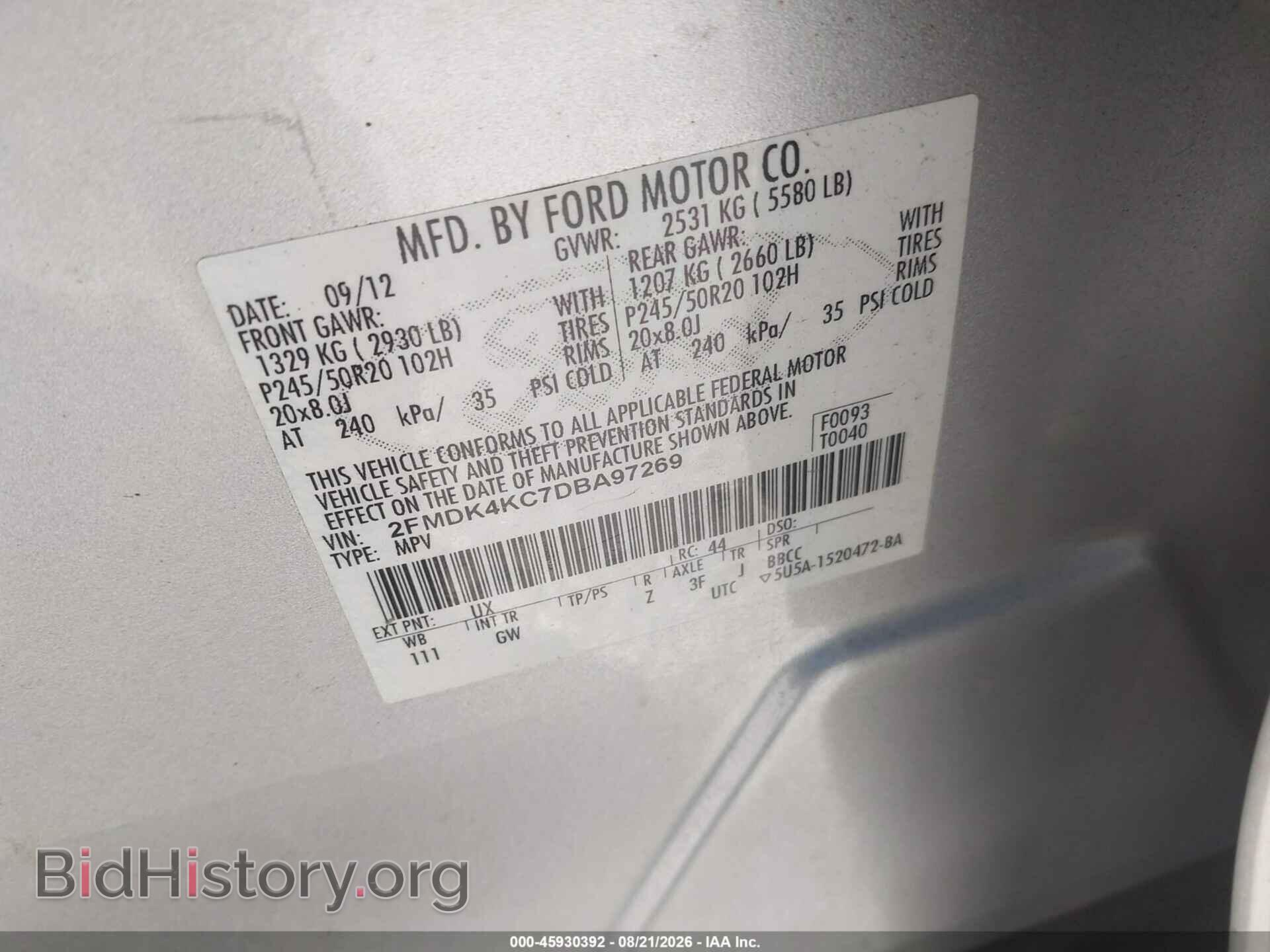 2013 FORD EDGE - VIN: 2FMDK4KC7DBA97269 - Photo 9