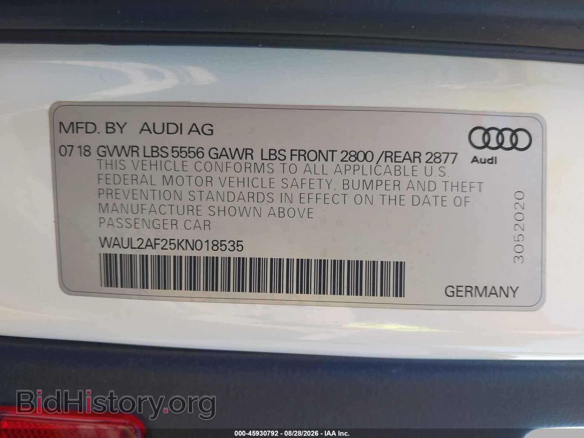 2019 AUDI A6 - VIN: WAUL2AF25KN018535 - Photo 9