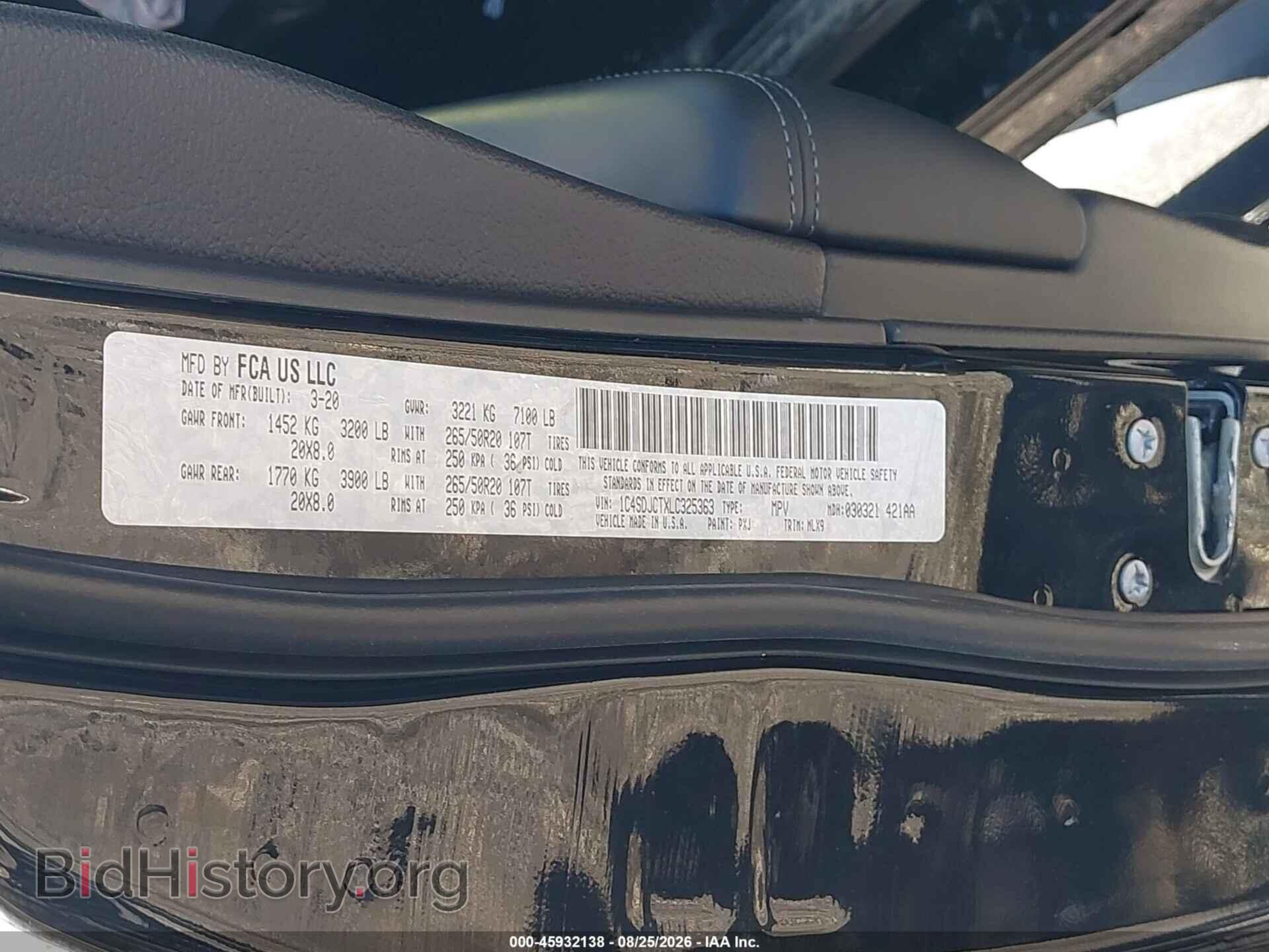 2020 DODGE DURANGO - VIN: 1C4SDJCTXLC325363 - Photo 9