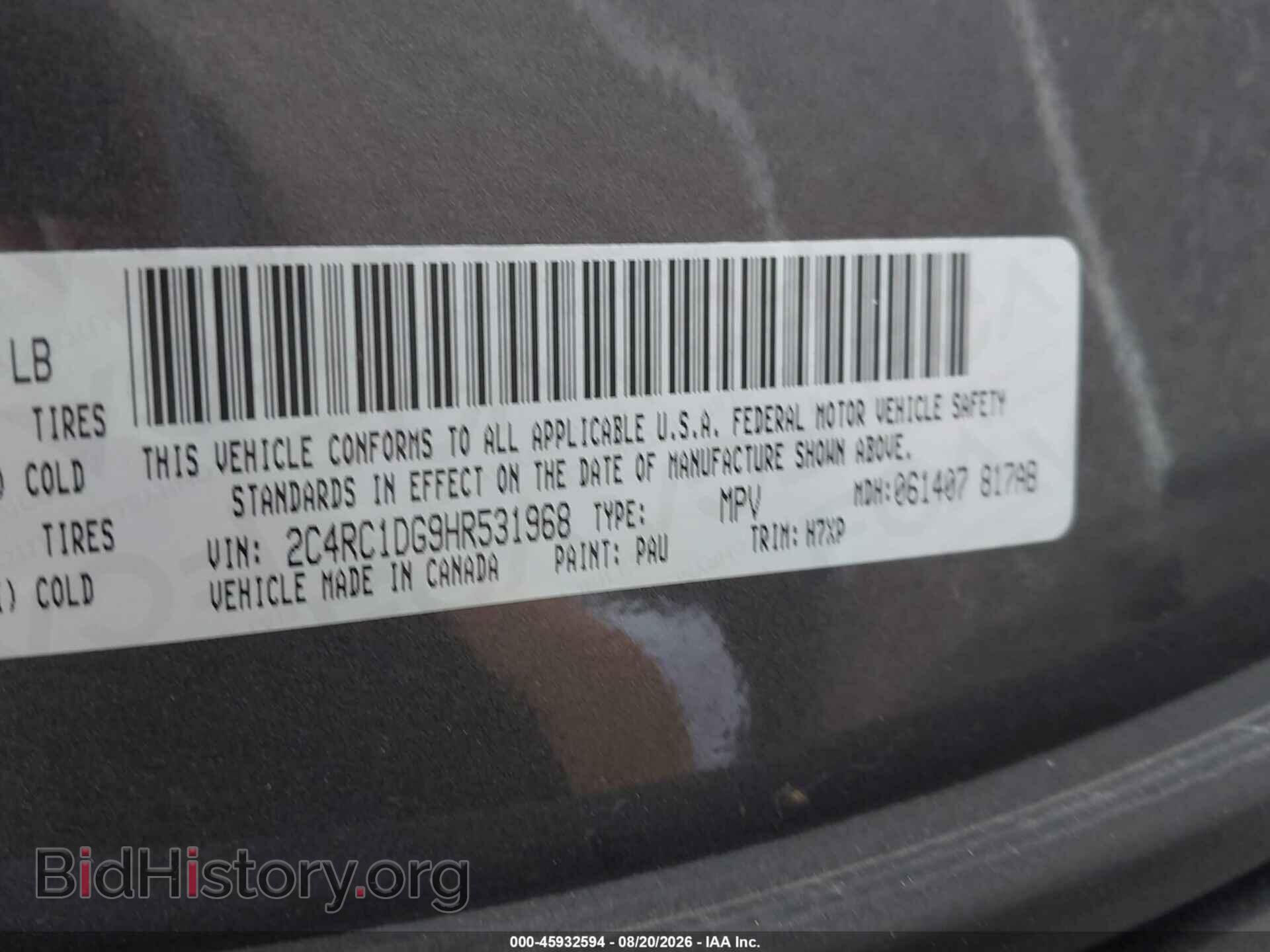 2017 CHRYSLER PACIFICA - VIN: 2C4RC1DG9HR531968 - Photo 9