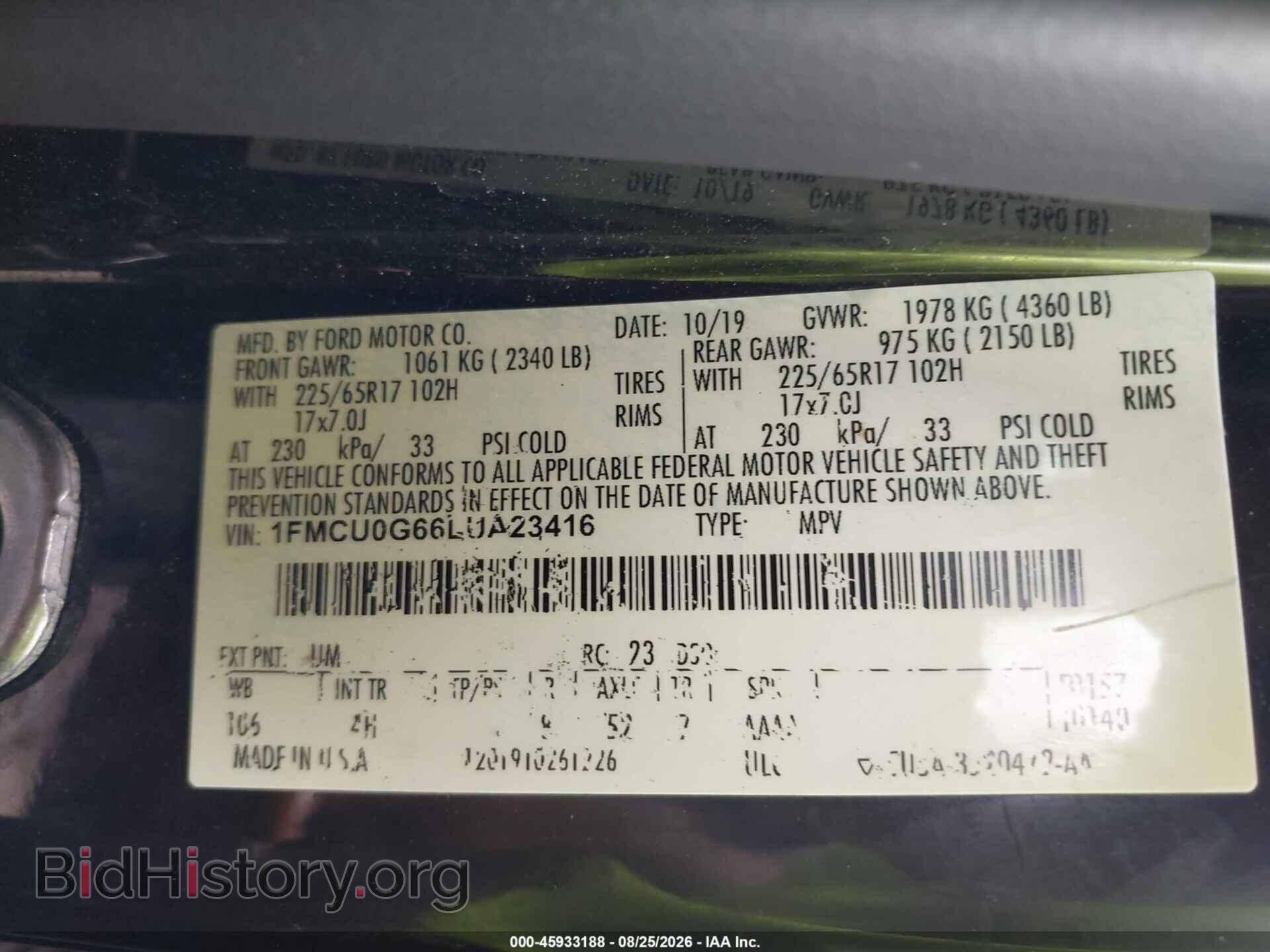 2020 FORD ESCAPE - VIN: 1FMCU0G66LUA23416 - Photo 9