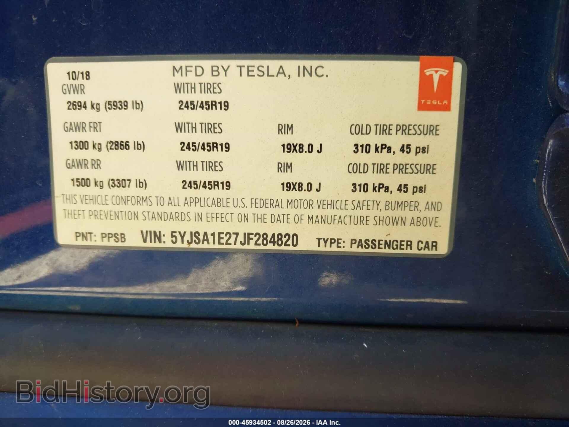 2018 TESLA MODEL S - VIN: 5YJSA1E27JF284820 - Photo 9