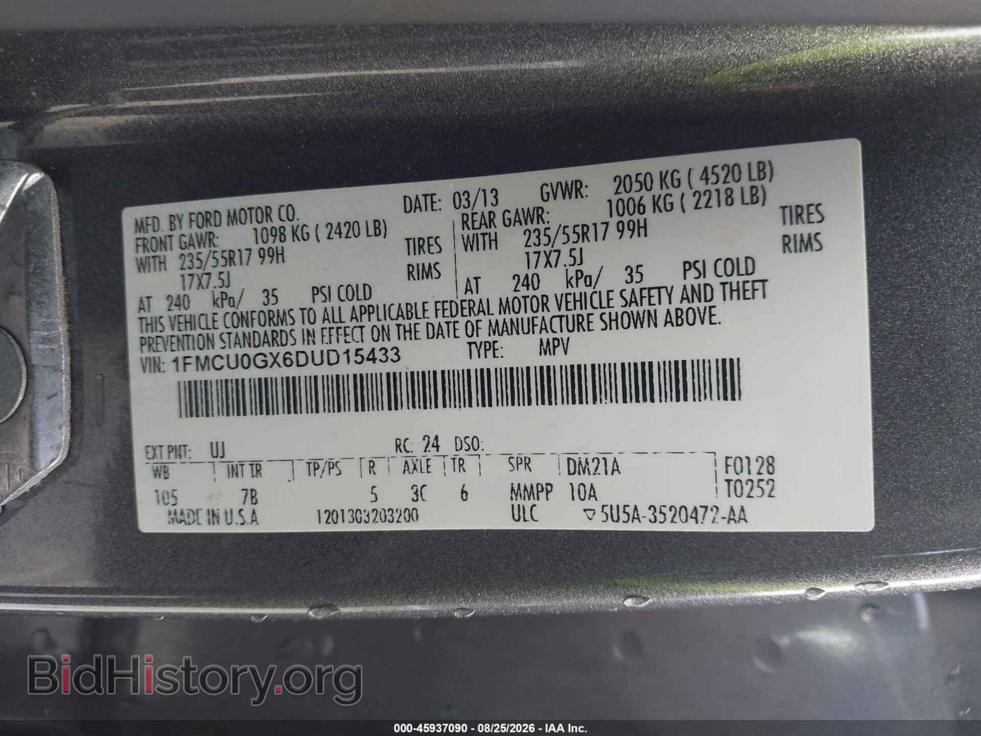 2013 FORD ESCAPE - VIN: 1FMCU0GX6DUD15433 - Photo 9