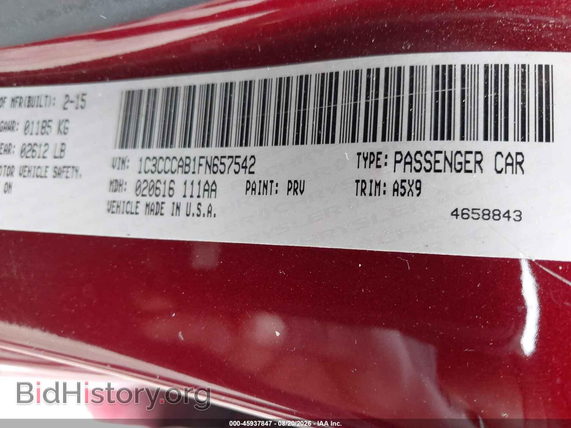 2015 CHRYSLER 200 - VIN: 1C3CCCAB1FN657542 - Фото 9