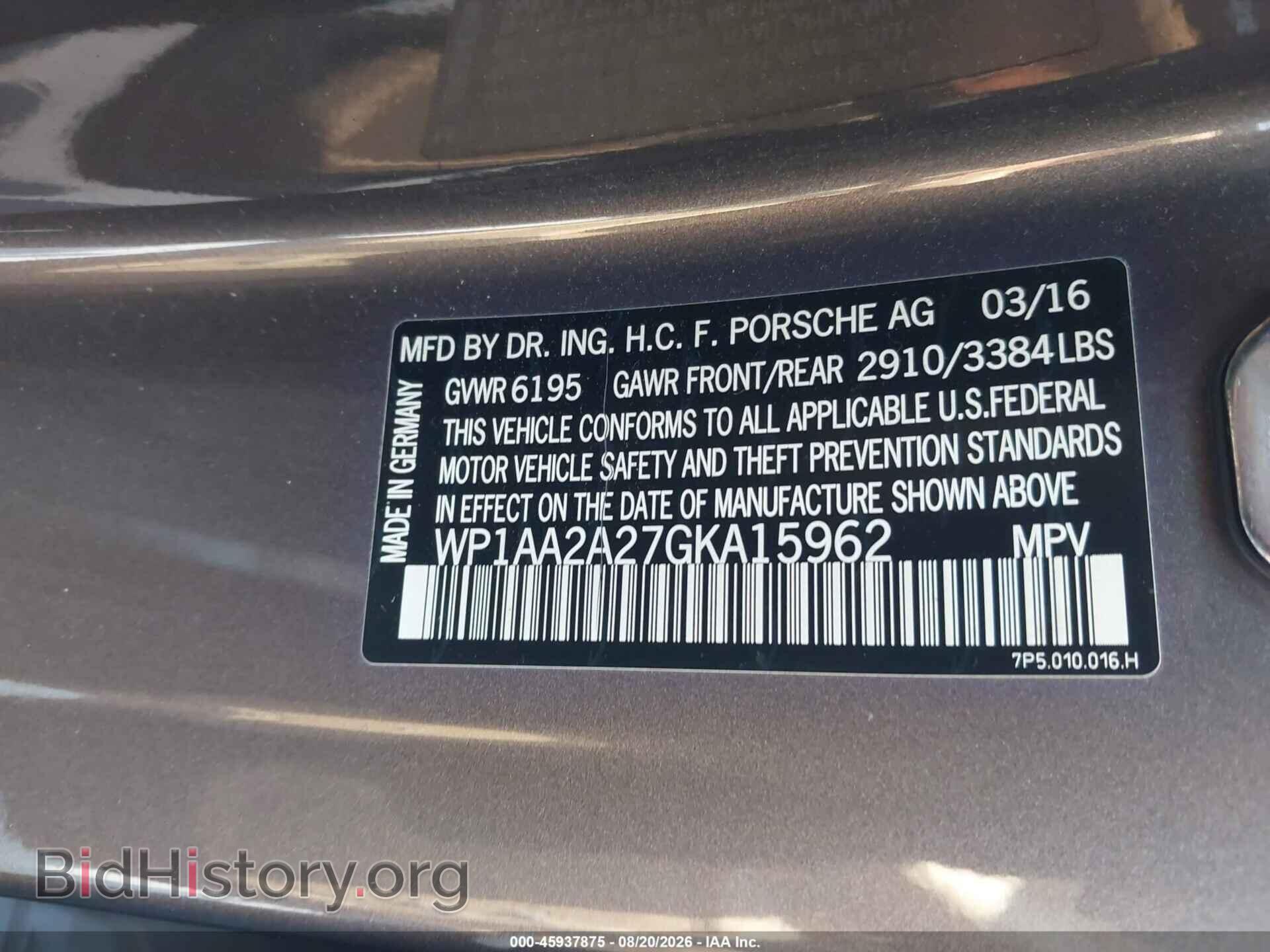 2016 PORSCHE CAYENNE - VIN: WP1AA2A27GKA15962 - Photo 9